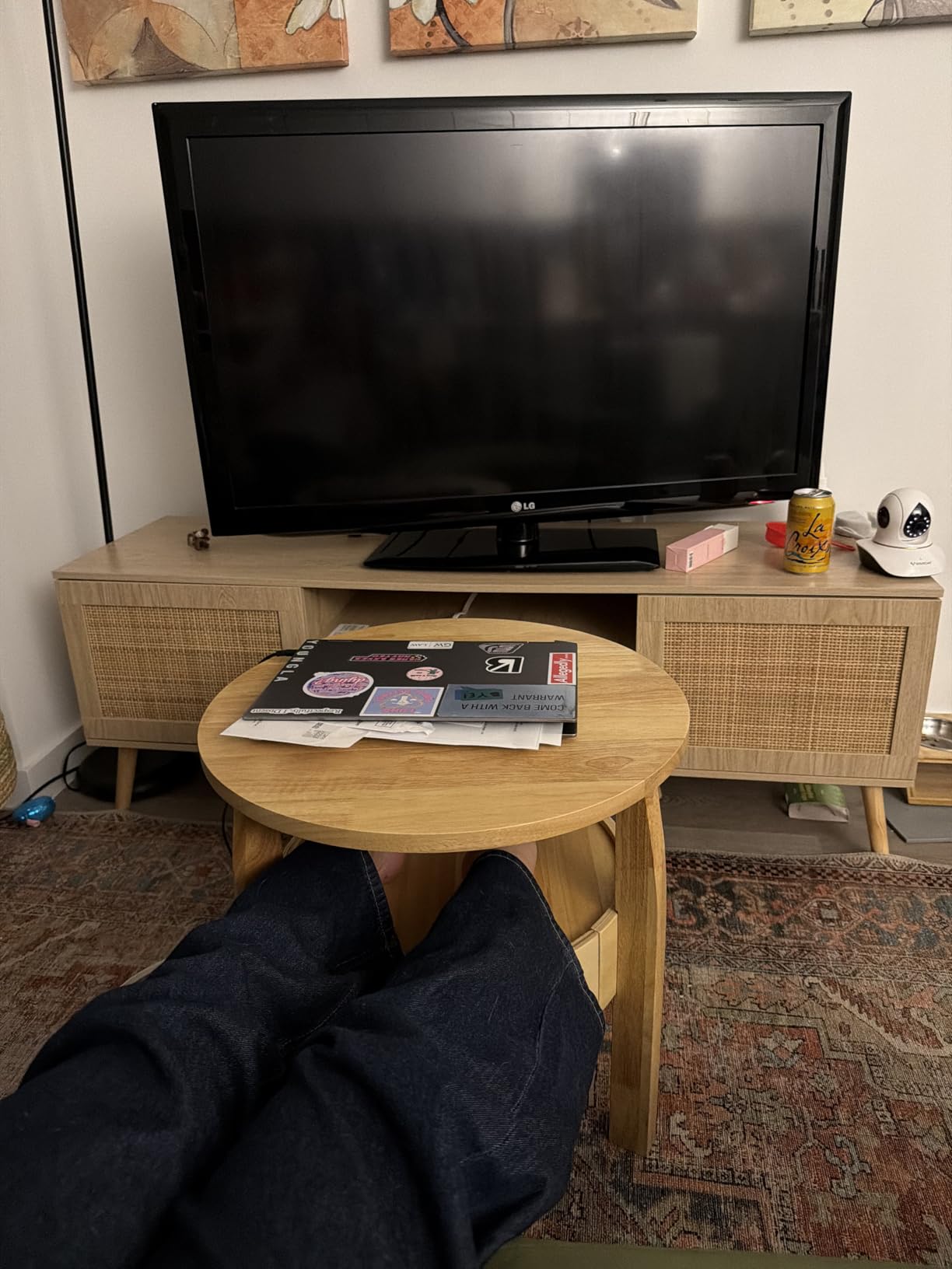 Round Coffee Table with Storage and Hidden Drawer - 20