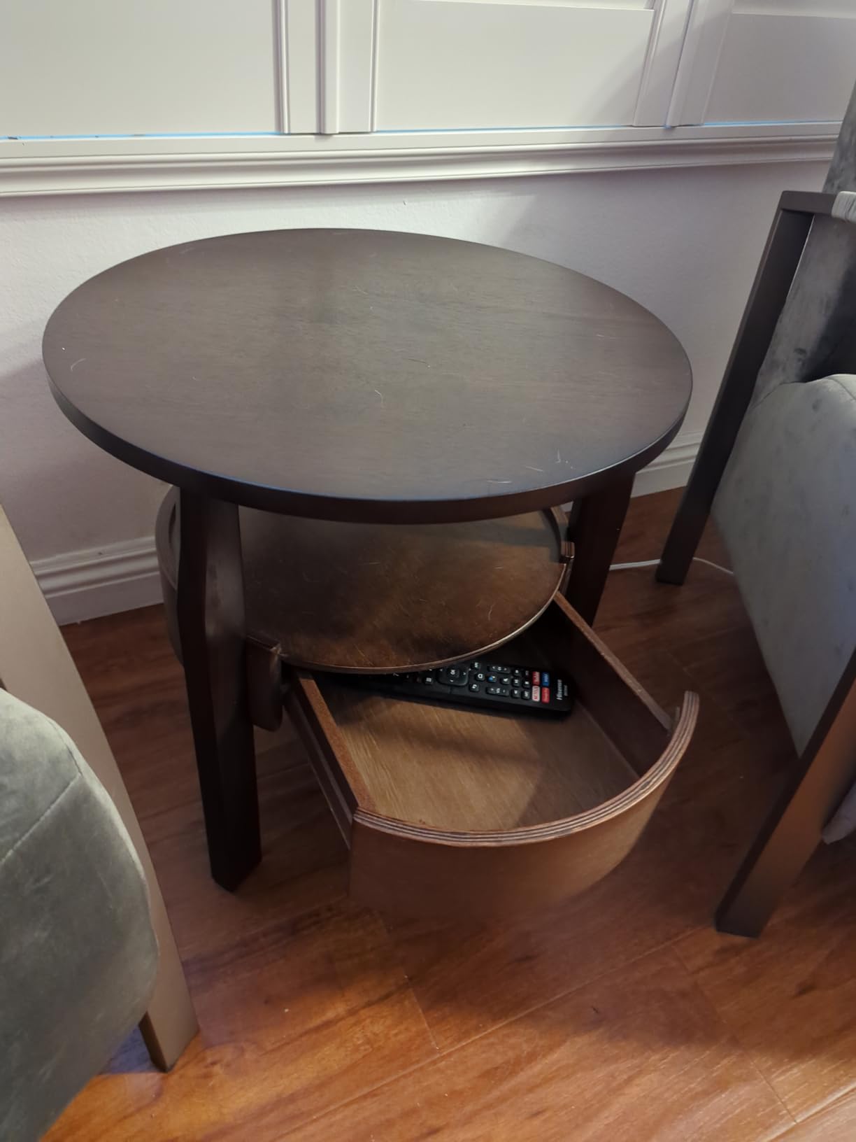 Round Coffee Table with Storage and Hidden Drawer - 20
