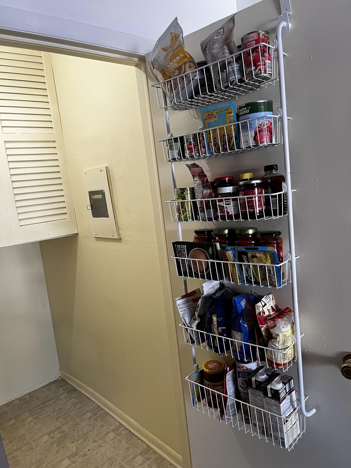 Delamu Over the Door Pantry Organizer, 6-Tier Metal Pantry Door Organization and Storage, Hanging Kitchen Basket Spice Rack Seasoning Shelves, Cabinet Door Organizer for Easy Install,D5xW18xH50inch customer photo 2