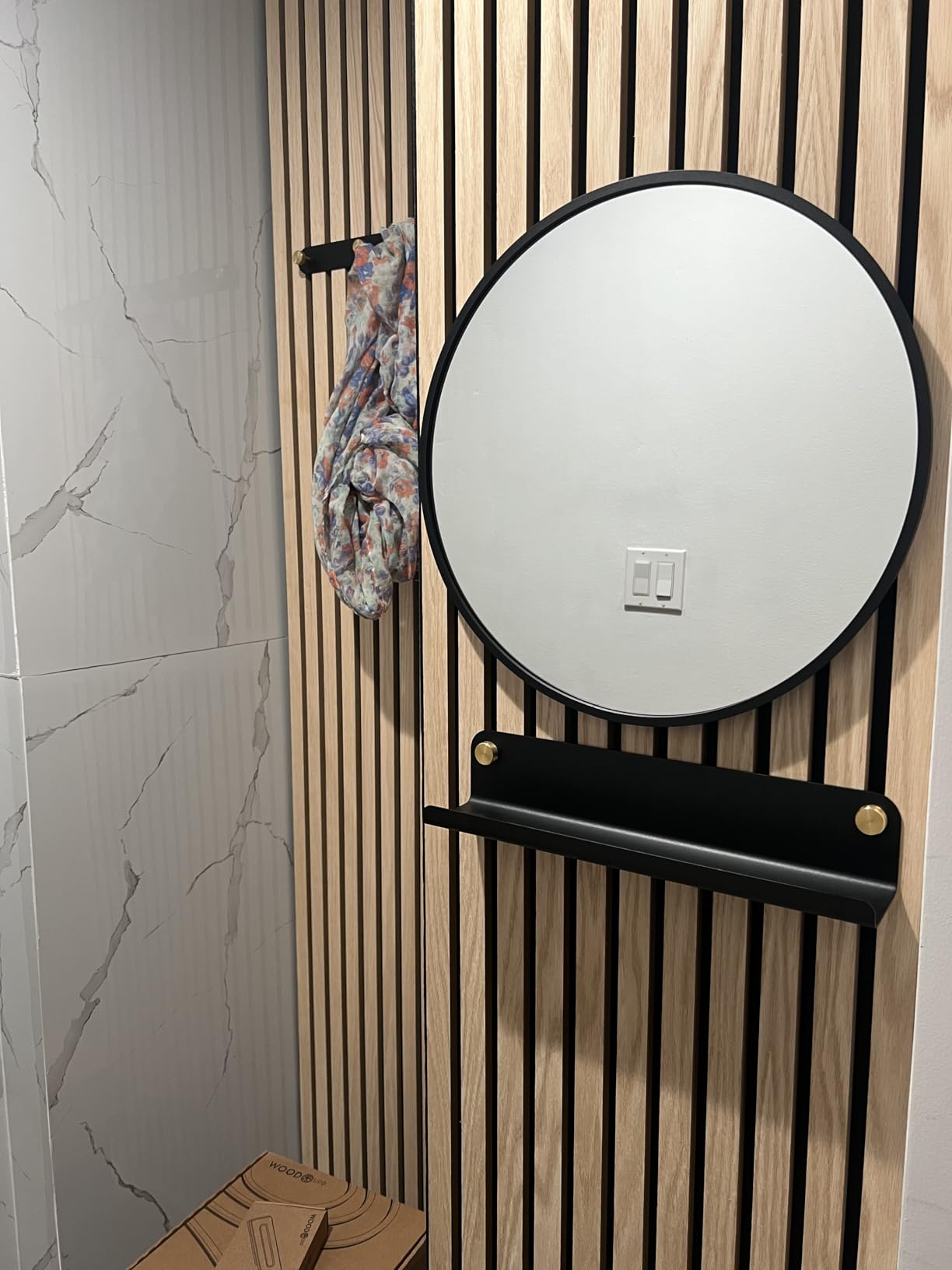 Sunniry Small Round Mirror, 16 inch Black Circle Mirror, Matte Metal Frame customer photo 2