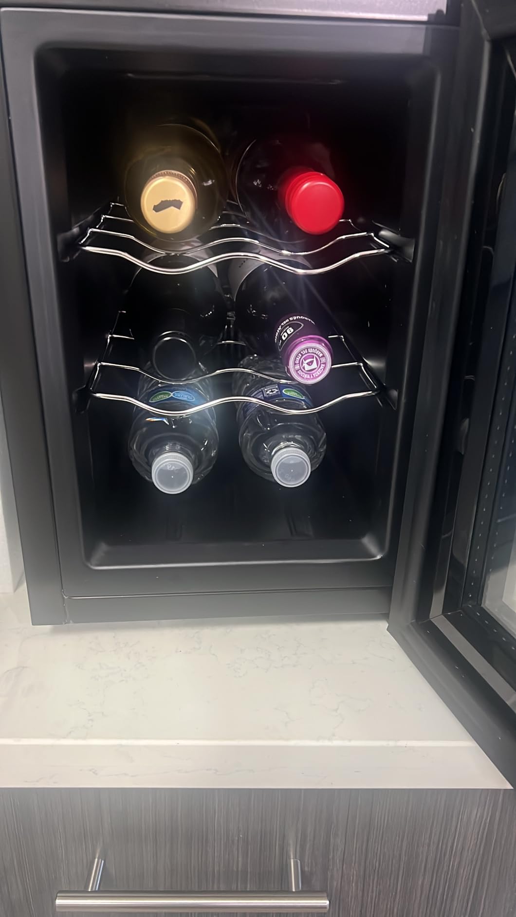 KingChii 6 Bottle Thermoelectric Wine Cooler Refrigerator Advanced Cooling Technology, Stainless Steel & Tempered Glass For Red Wine, Champagne for Home, Kitchen, or Office customer photo 2