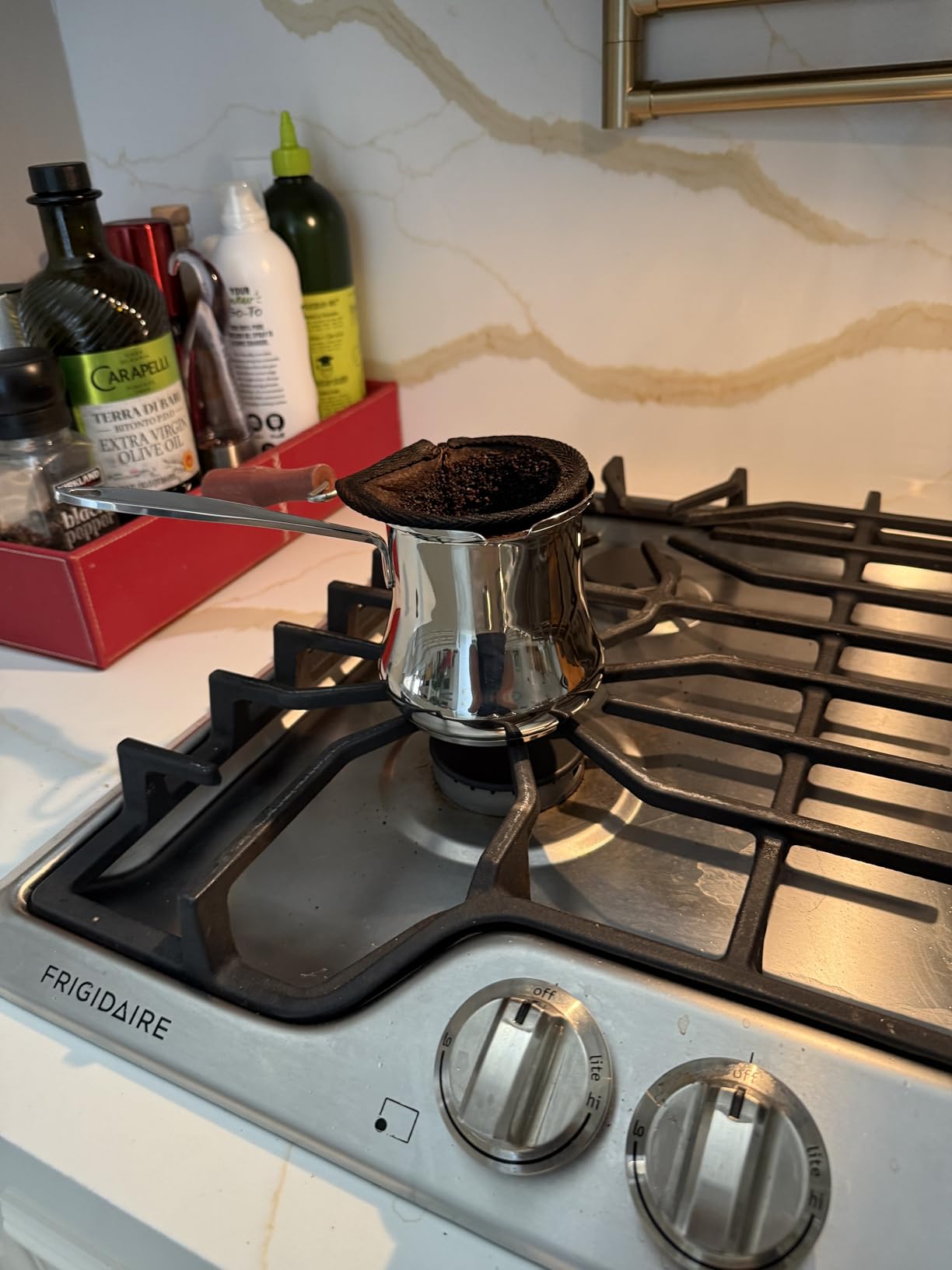 IMEEA Turkish Coffee Pot Cezve 18/10 Stainless Steel Greek Arabic Coffee Maker Briki with Pour Spouts for Gas, Electric & Some Induction Cooktops, 16.9 Oz customer photo 1