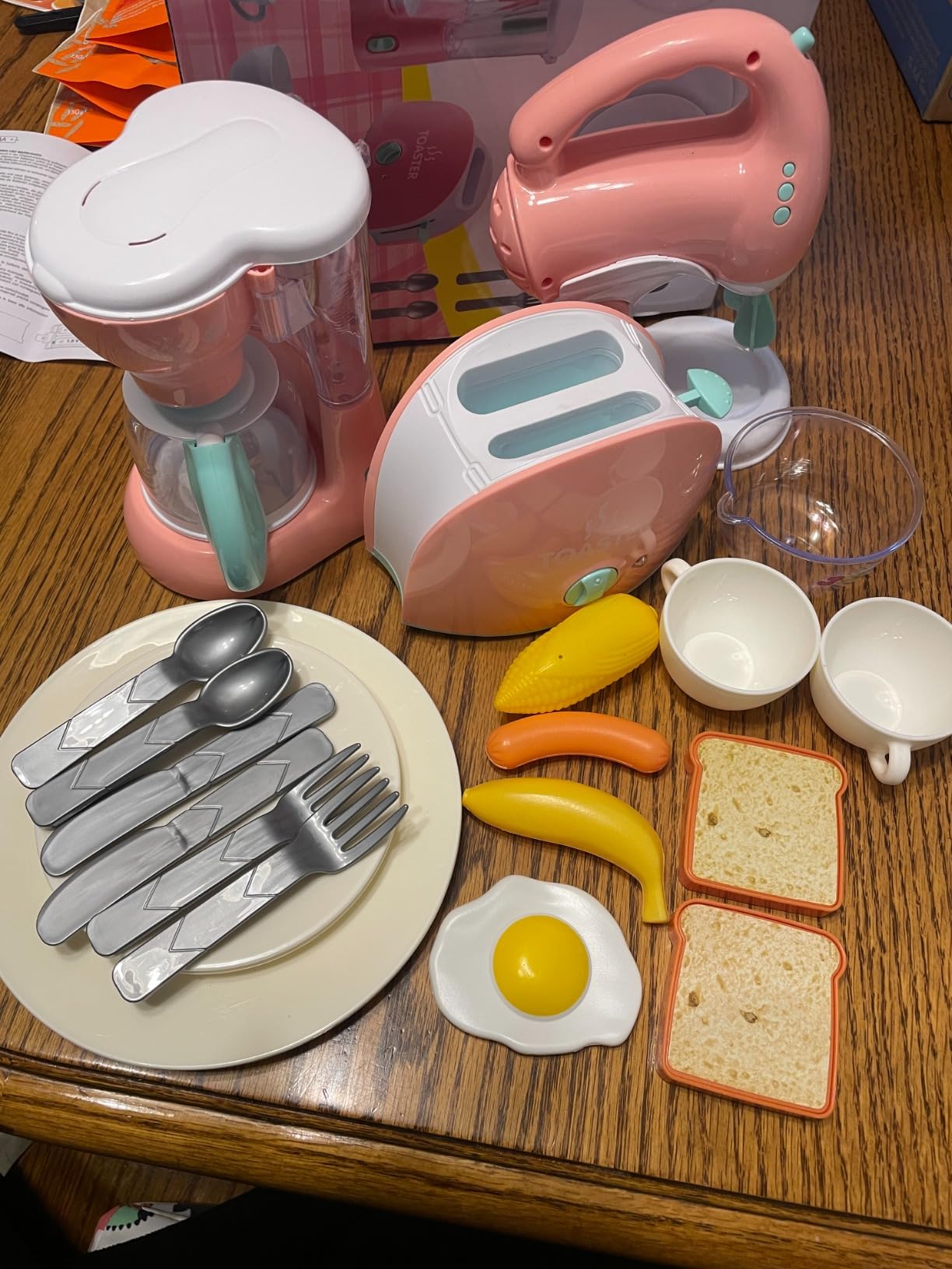 Joyin Play Kitchen Toys, Pretend Food Kitchen Accessories Girls Toy with Coffee Maker, Mixer, Toaster with Realistic Lights& Sounds, Birthday Gift for Kids, Gifts for Christmas customer photo 2