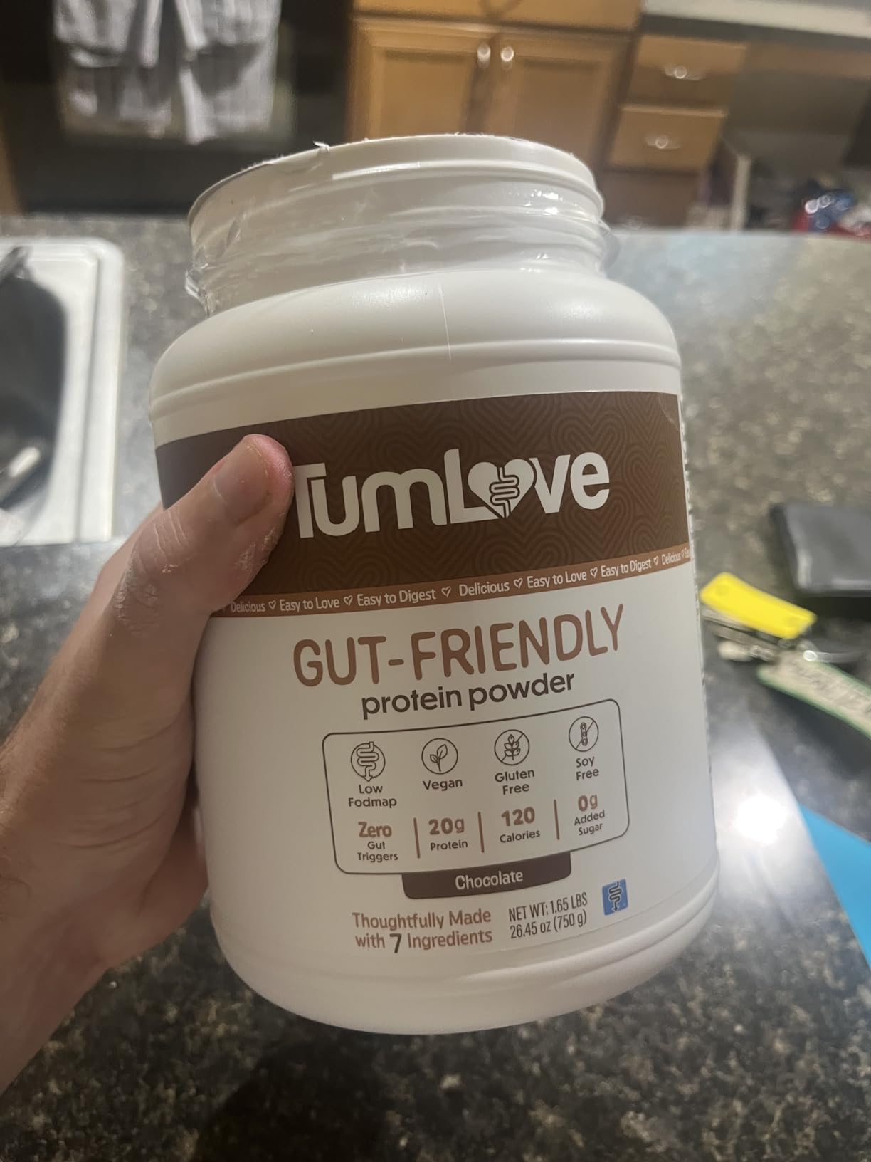 TumLove Vegan Protein Powder - Low FODMAP Certified, Gluten-Free, Dairy-Free, Soy-Free, 100% Gut-Friendly & Non-Bloating, Chocolate (25 Servings) customer photo 2