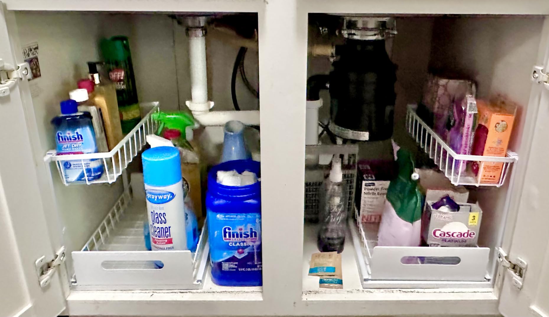 REALINN Under Sink Organizer, L-Shaped 2 Tier Pull Out Cabinet Organizer | Slide Out Under Cabinet Storage, For Kitchen and Bathroom, Metal Under Sink Storage with Sliding Drawer, 50 lbs, White 2 Pack customer photo 2