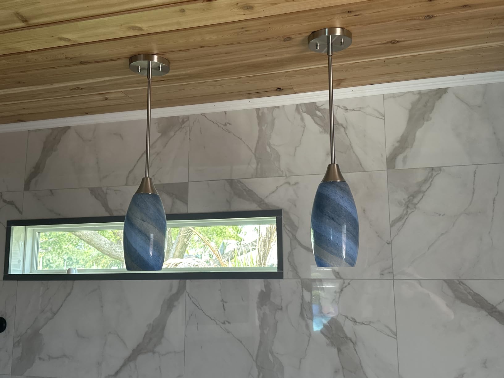EDISHINE Pendant Light Kitchen Island Grey Marble Glass Brushed Nickel customer photo 1