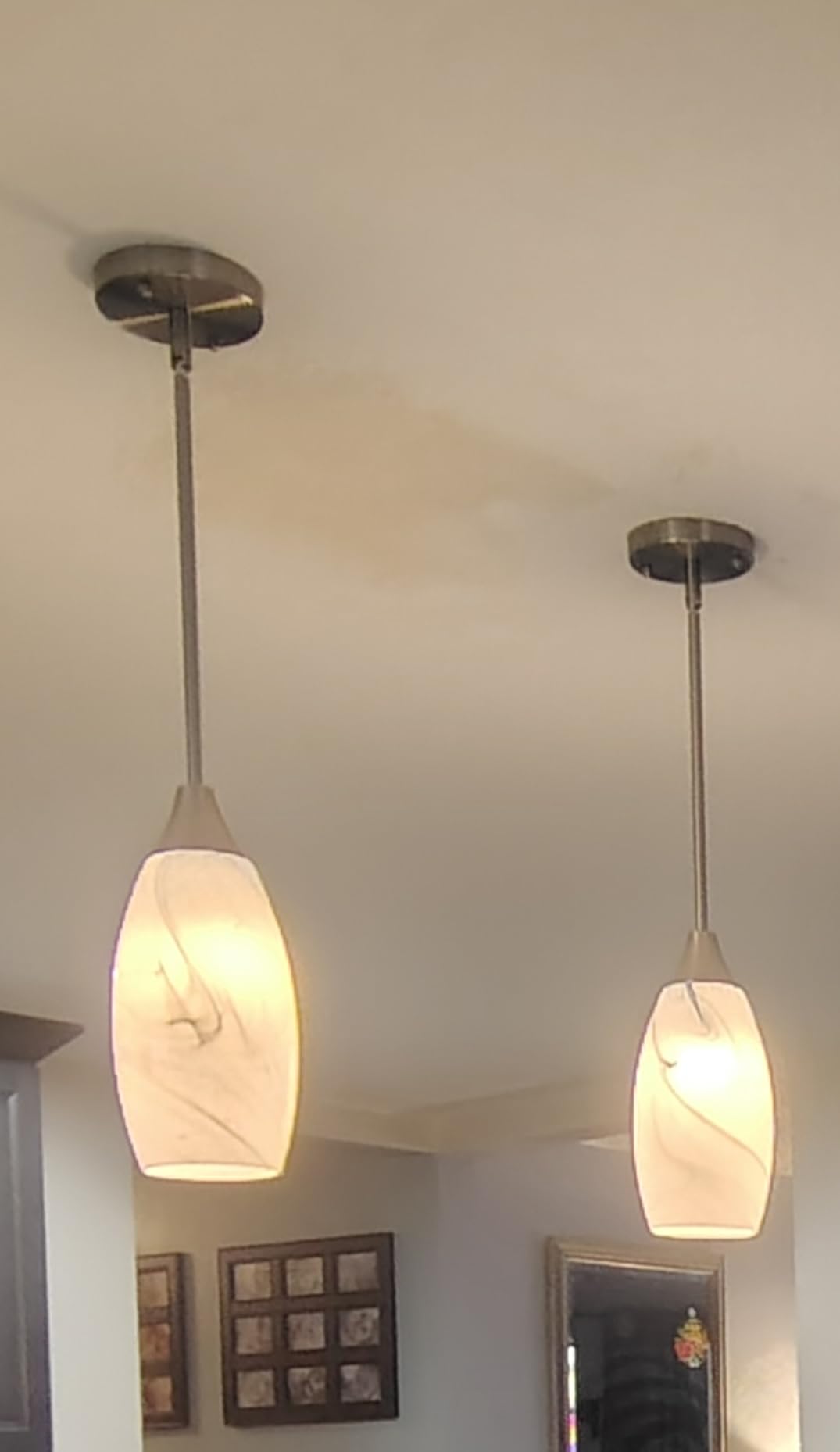 EDISHINE Pendant Light Kitchen Island Grey Marble Glass Brushed Nickel customer photo 2