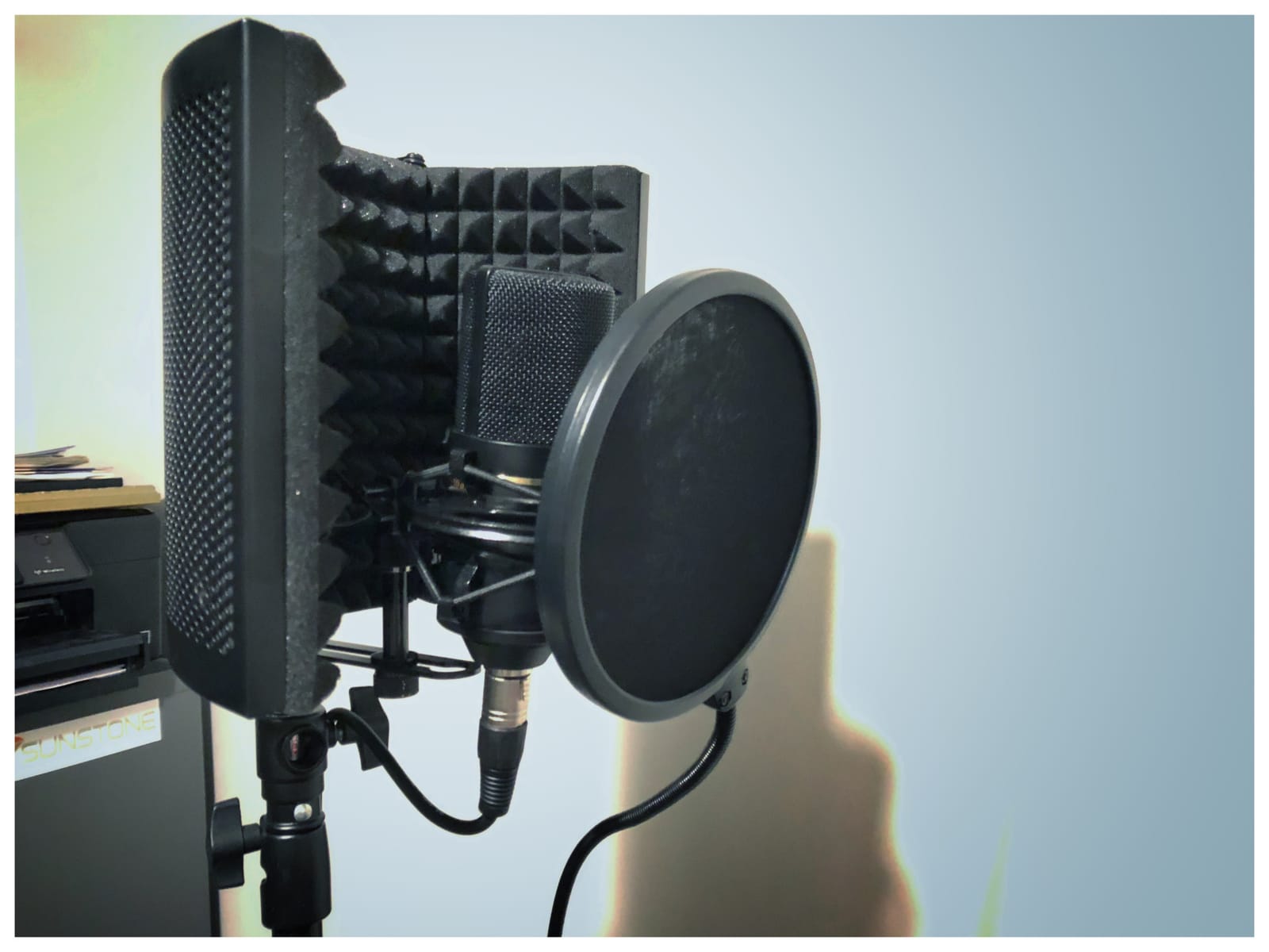 TONOR Isolation Shield Pack for Mic, Acoustic Foam Shield with Pop Filter & Tripod Stand, Foldable Design, Compatible with Blue Yeti, AT2020, Recording, Podcasts, Singing, Max 70 inch, Stand Included customer photo 1