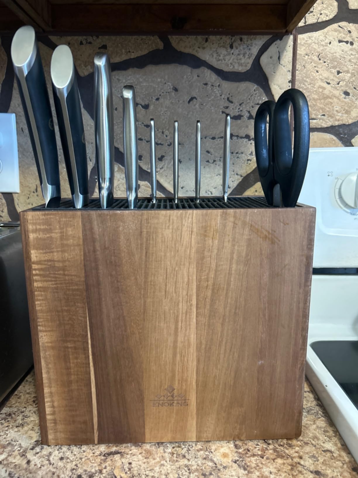 Universal Knife Block Without Knives, Acacia Wood Large Knife Holder customer photo 1