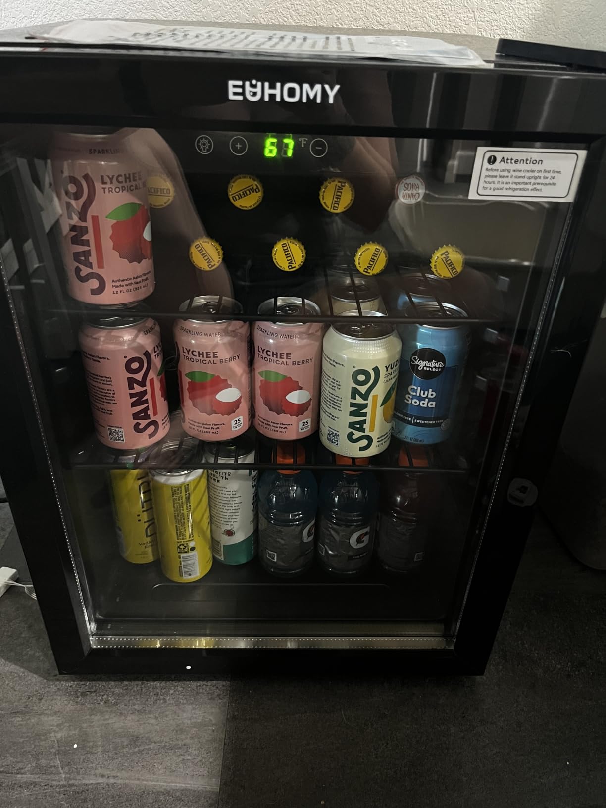 EUHOMY 48 Can Mini Fridge, 1.3 Cu.ft Beverage Refrigerator with Glass Door | 40°F to 61°F, Compressor Cooling, Digital Temperature Control, Adjustable Shelves, 38 dB, LED Light, Home Office Bar Use customer photo 1