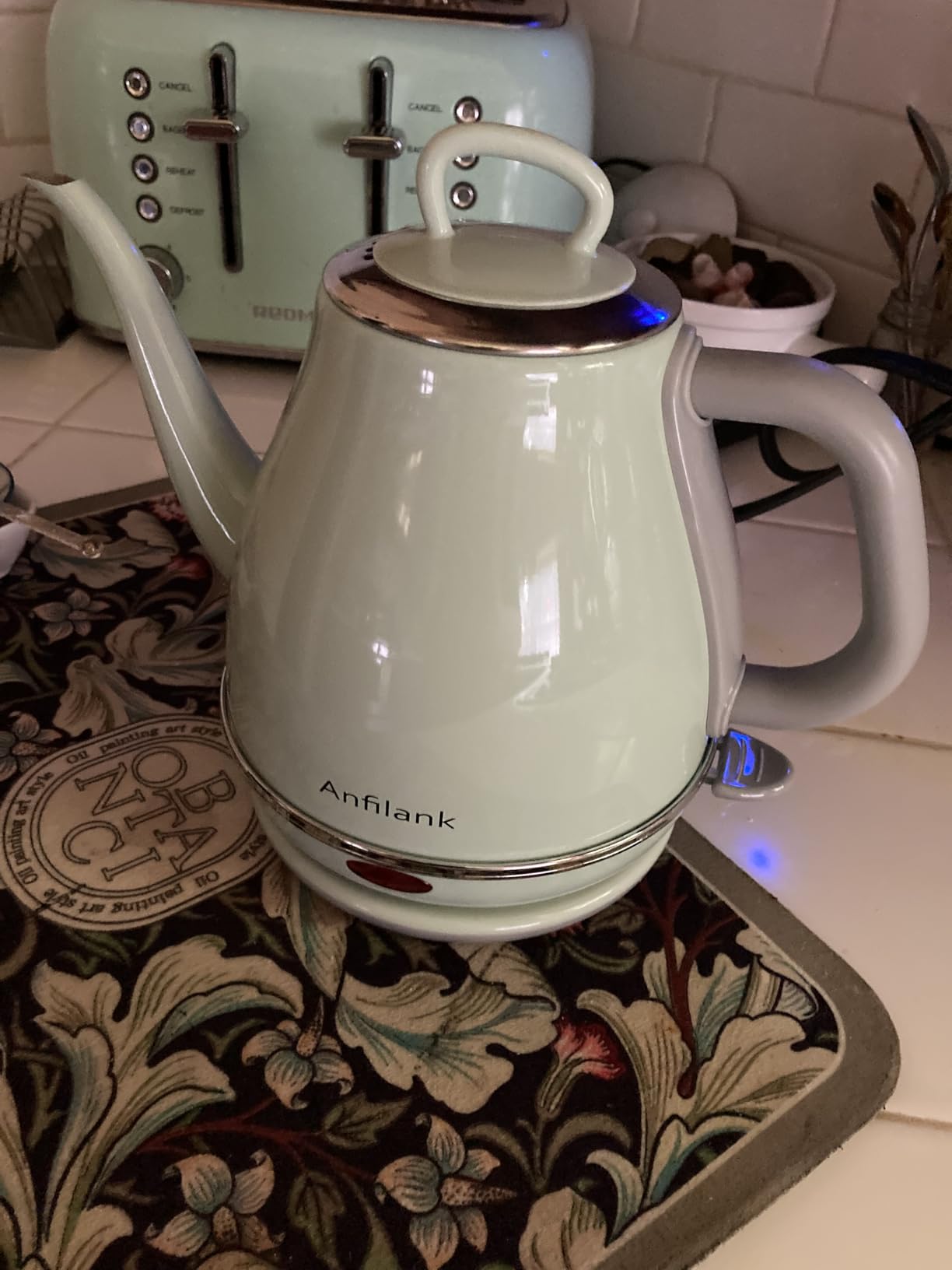 Anfilank Electric Gooseneck Kettle, 1L 1500W Fast Boil, 100% Stainless Steel BPA Free Pour-Over Coffee & Tea Kettle, Water Boiler with Auto Shut & Boil-Dry Protection, Green customer photo 2