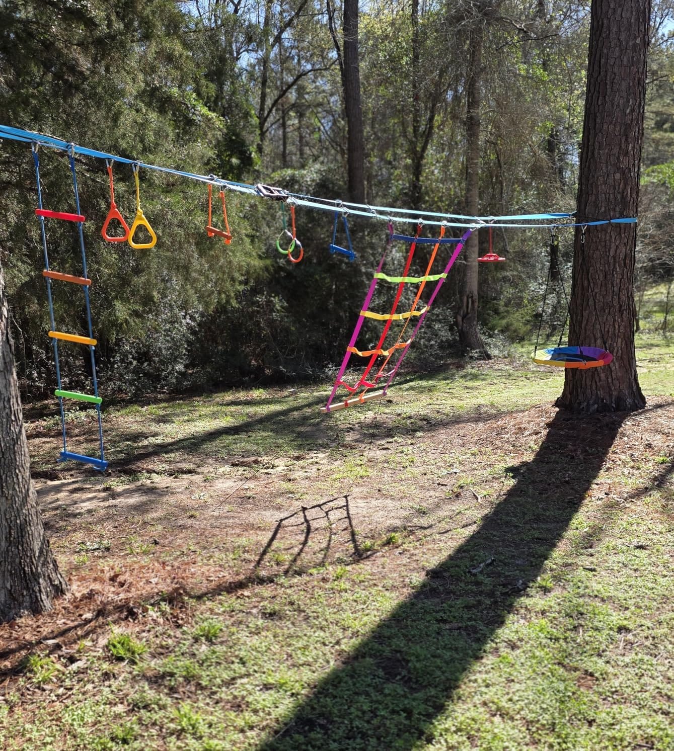 Hapfan 50 ft Ninja Warrior Obstacle Course Swing Set for Kids Outside customer photo 1
