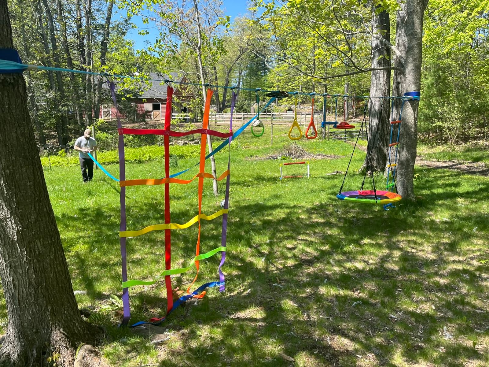 Hapfan 50 ft Ninja Warrior Obstacle Course Swing Set for Kids Outside customer photo 2