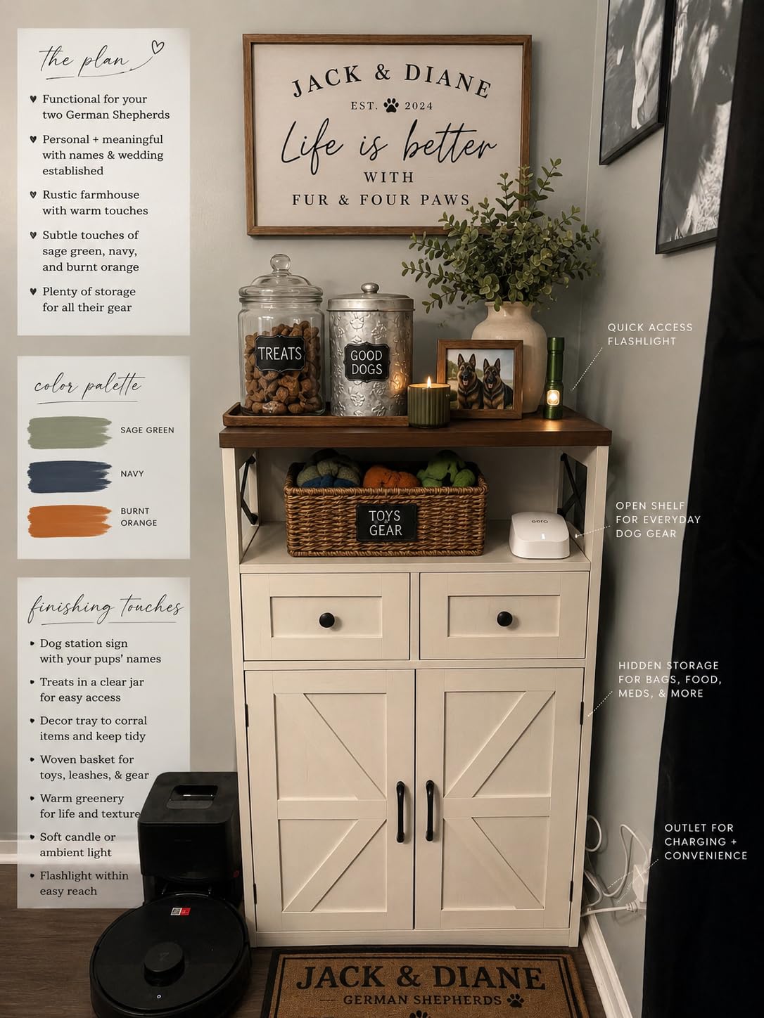 Farmhouse Storage Cabinet with Drawers, Small Kitchen Pantry Cabinet, White | Accent Coffee Bar Cabinet Cupboard, 2 Drawers, 2 Barn Doors & Adjustable Shelves, for Kitchen/Entryway/Living Room/Bathroom customer photo 1