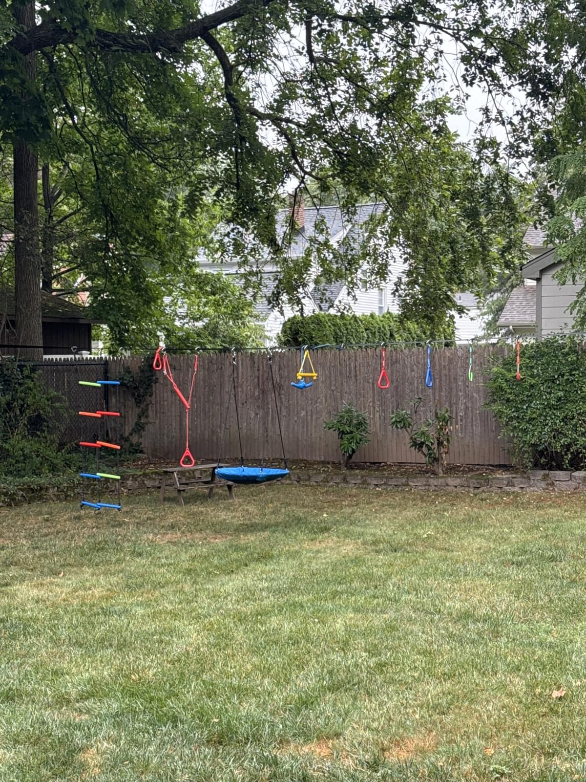 Hapfan 65 ft Ninja Warrior Obstacle Course for Kids with Saucer Tree Swing customer photo 2