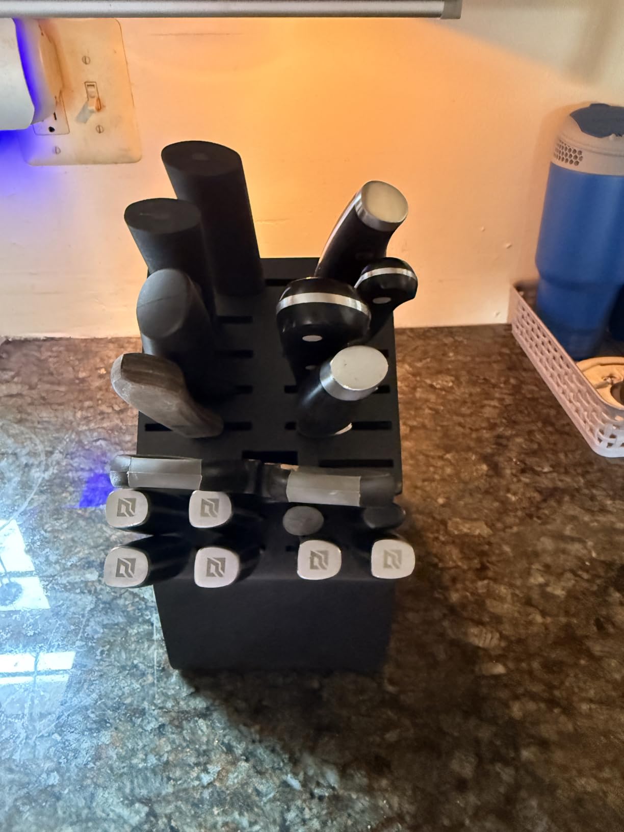 RedCall Universal Knife Block Without Knives - 14 Slot Wooden Knife Holder for Countertop, Large Bamboo Knife Storage Organizer, Butcher Block Knife Stand for Kitchen (Brown-14 Slot) customer photo 1