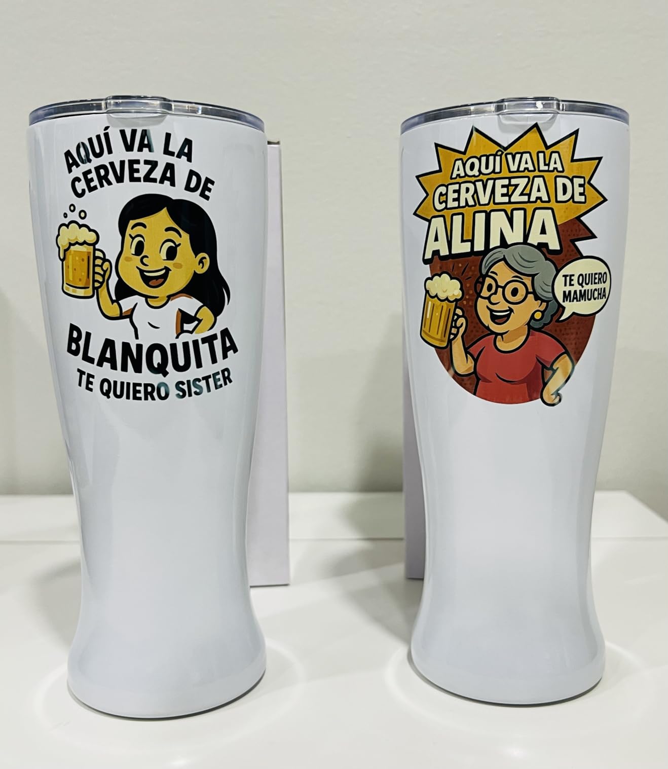 Geetery 4Pcs Stainless Steel Beer Tumbler Men 20oz Double Wall, Gold customer photo 1