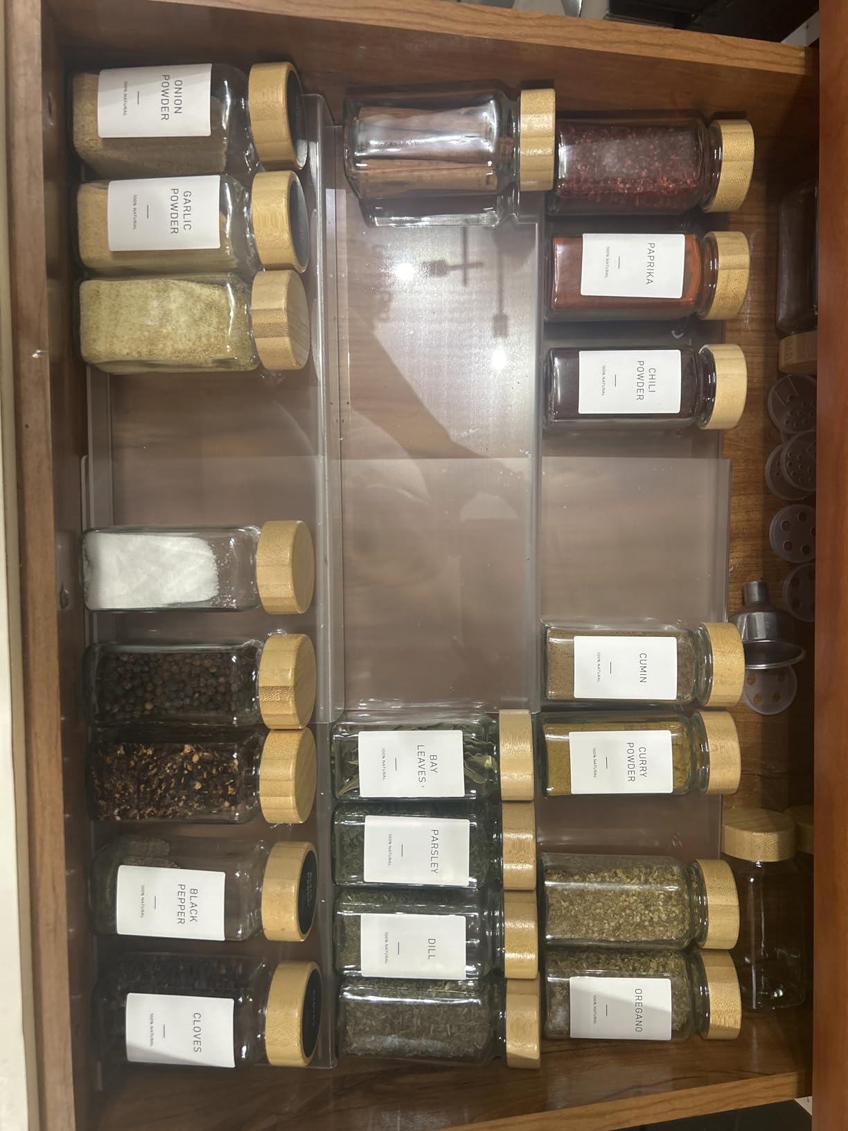 Spice Drawer Organizer 4 Tier, Acrylic Seasoning Organizer Rack, Small customer photo 1