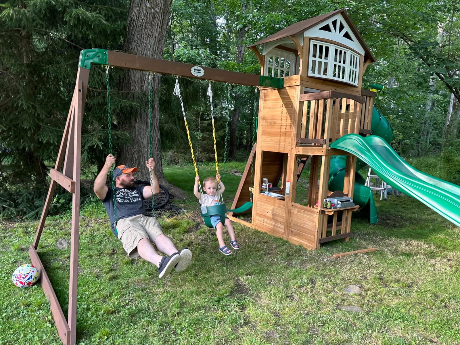 DECORLIFE Toddler Swing, Baby Swing Outdoor –High Back Full Bucket Swing Set, 330lb Capacity, Safety Design, Plastic-Coated Chains and Quick-Snap Carabiners for Backyard, Playground customer photo 1