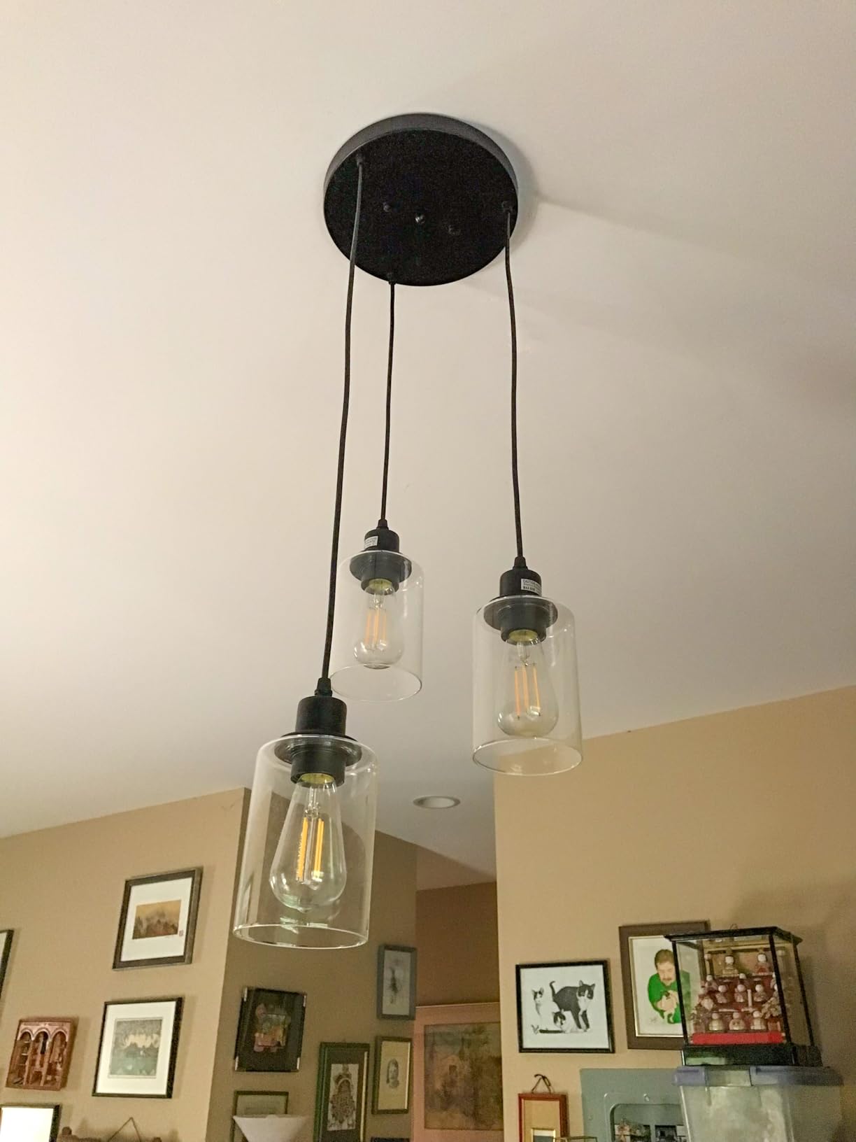 Licperron 3-Light Pendant Light Fixtures, Black Pendant Lights Kitchen Island, Adjustable Pendant Lighting with Clear Glass Shade, Modern Hanging Light Fixtures for Dining Room, Hallway, Living Room customer photo 1