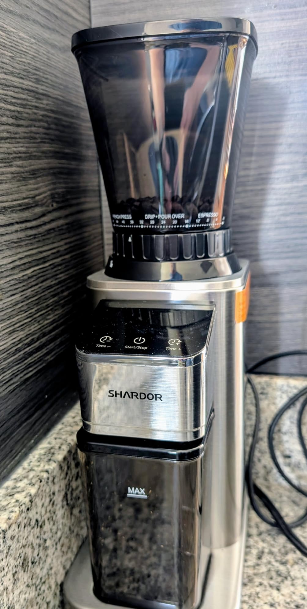SHARDOR Conical Burr Coffee Bean Grinder, Anti-Static, 48 Settings, Black customer photo 2