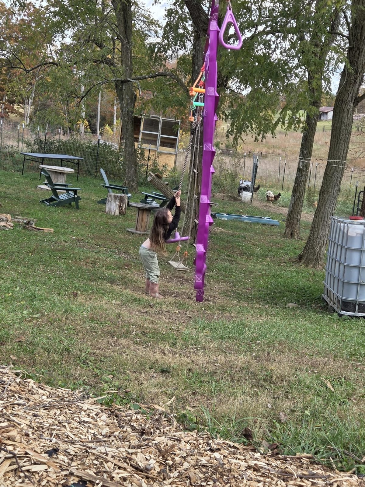 AOBOTE Ninja Warrior Obstacle Course for Kids,2x56ft Slackline with 12 Accessories,Saucer Swing with 360 Degree Rotating Wheel,Ninja Course for Kids Outside(AB010001-3) customer photo 2