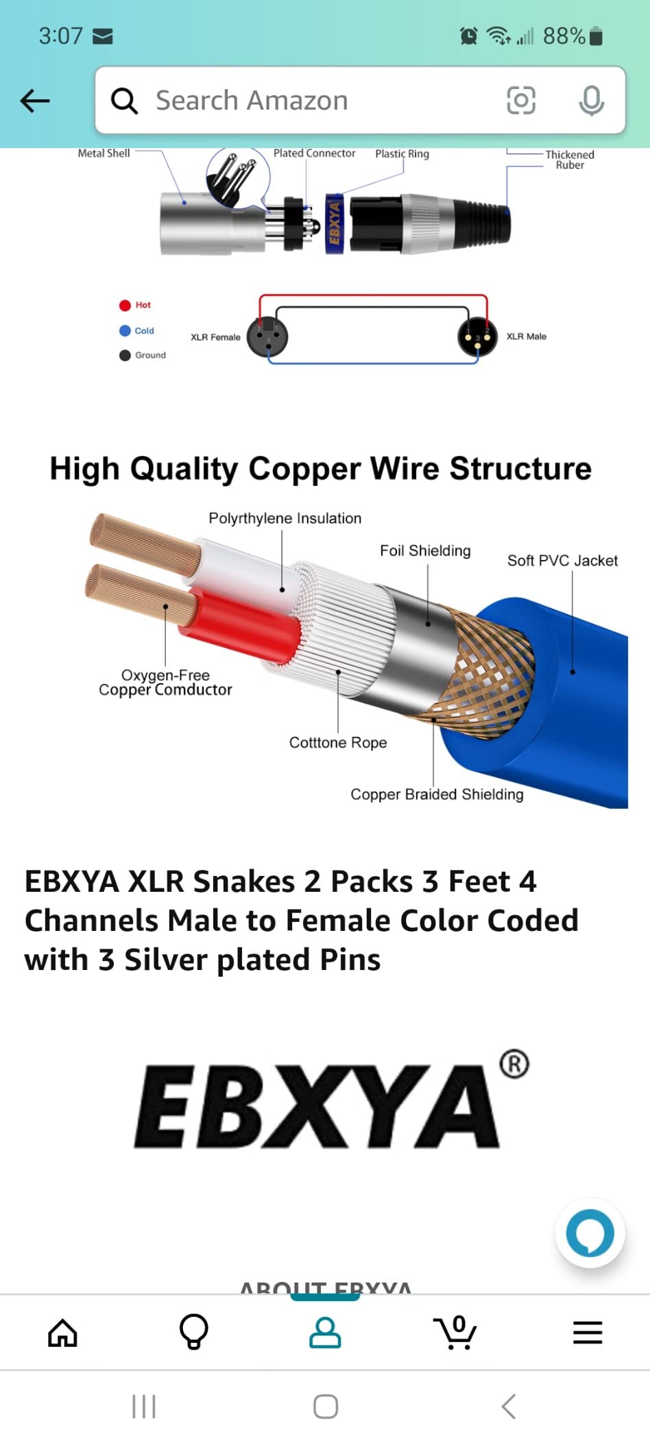 EBXYA 50 Ft 4 Channel XLR Snake Cable - 4 Colored Microphone Patch Cable customer photo 2