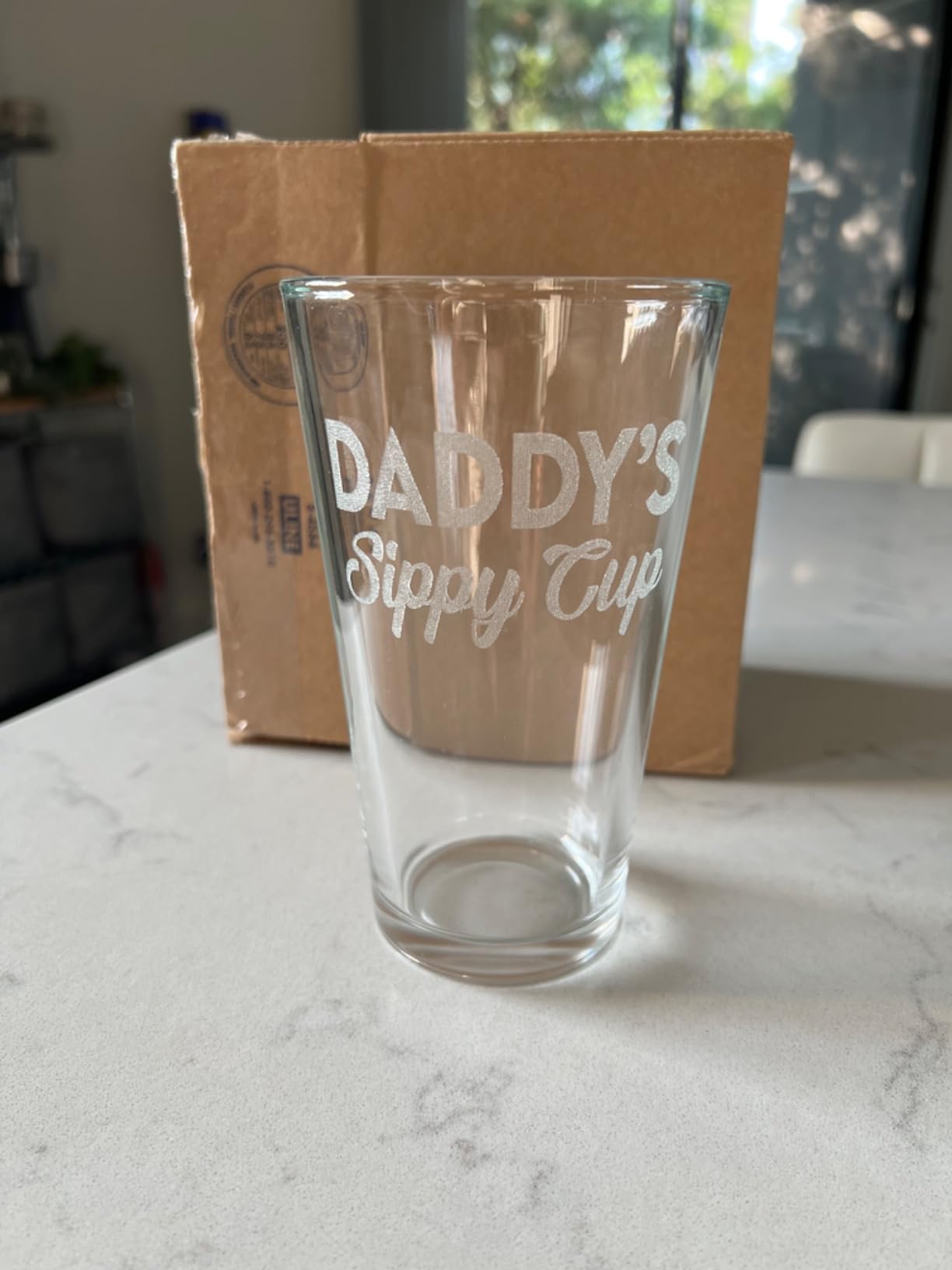 Gifts For Dad Men Father's Day Beer Glass Cup - Funny Gift For New Dad, Expecting Father - 16 oz Laser Engraved Drinking Pint Glass Gift For Daddy, Made In USA customer photo 1