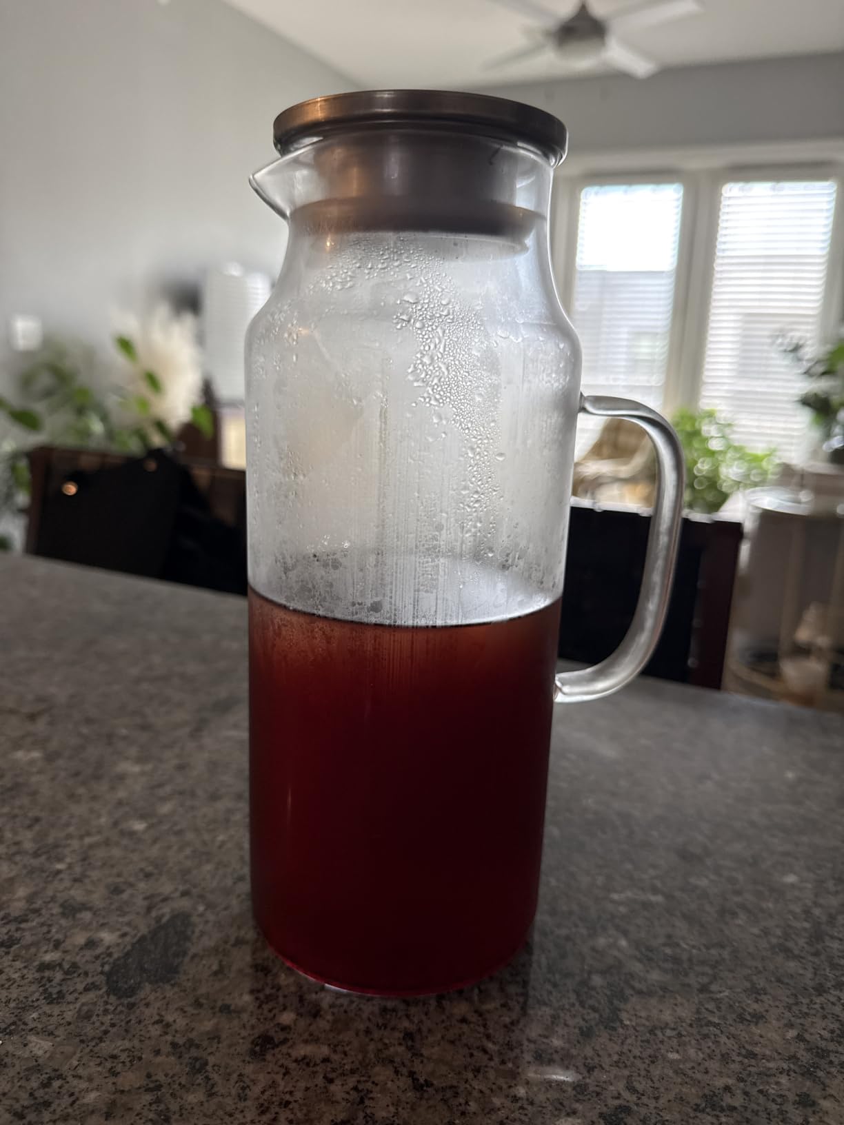Bivvclaz 1 Gallon Glass Pitcher with Lid and Handle, Water Pitcher for Fridge, Glass Carafe for Hot/Cold Water, Large Iced Tea Jug for Coffee, Juice and Homemade Beverage customer photo 1