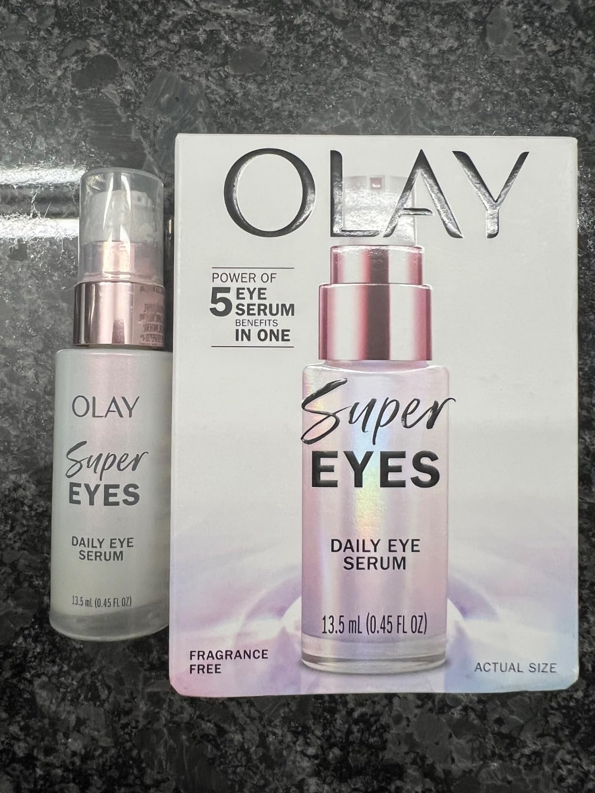 Olay Super Eye Serum - Vitamin C, Caffeine, Niacinamide, Amino Peptide, Aloe Vera - Brightens Dark Circles, Anti-Wrinkle, Anti-Aging, Brightening, Smooths Fine Lines, Firming, Hydrating, 0.45 Oz customer photo 2
