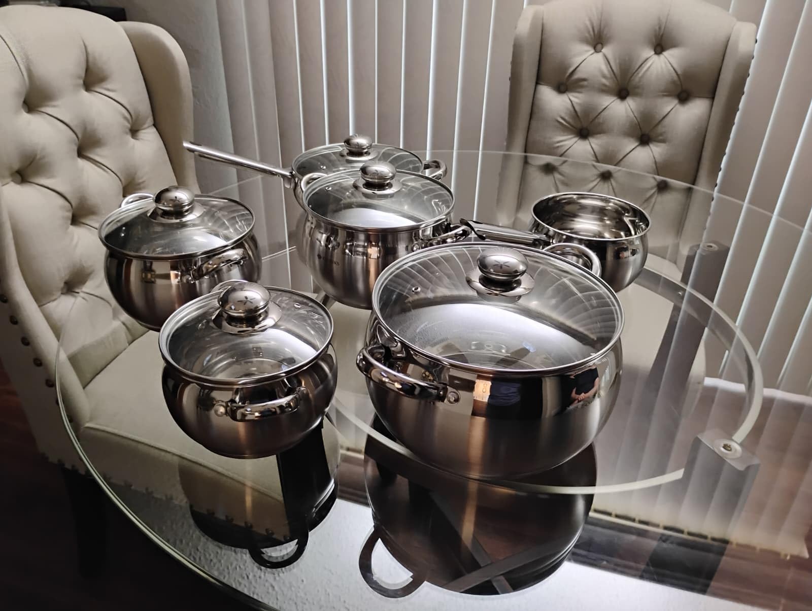Daniks Classic 12-Piece Stainless Steel Cookware Set with Glass Lids, Includes Saucepan and Frying Pan with Lid, Tri-Ply Bases for Even Heating, Induction Compatible, Dishwasher Safe customer photo 2