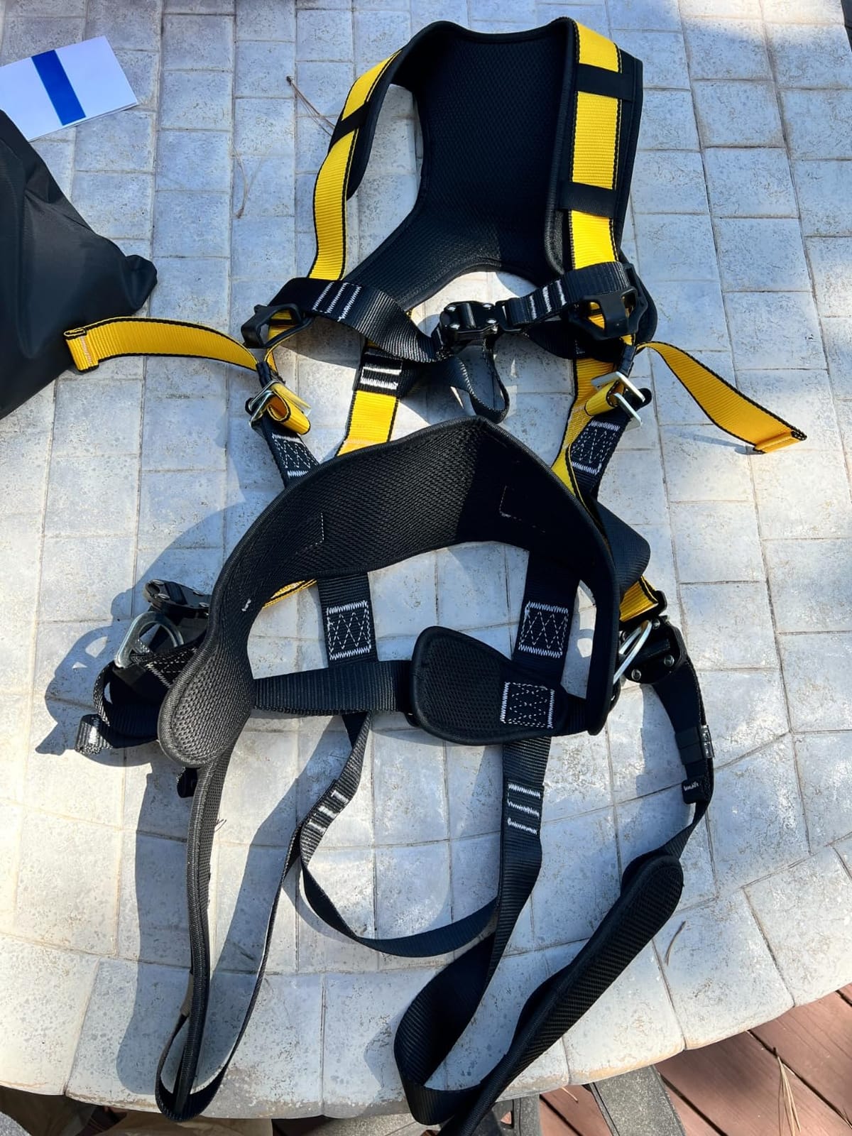 Fall Protection Premium Safety Harness with Shock Absorbing Lanyard, Vented & Padded Shoulder, Legs & Back - Upgrade 4 Quick Buckles (Orange) customer photo 1