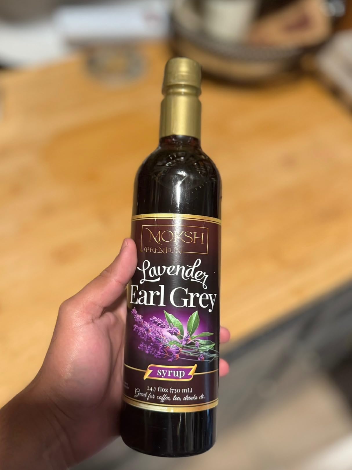 Moksh Premium Lavender Earl Grey Syrup for Coffee, Lattes, Tea & Matcha | Real sugar, no artificial flavors; lavender earl gray syrup for lattes, matcha, lemonade, iced tea, soda & cocktails customer photo 1