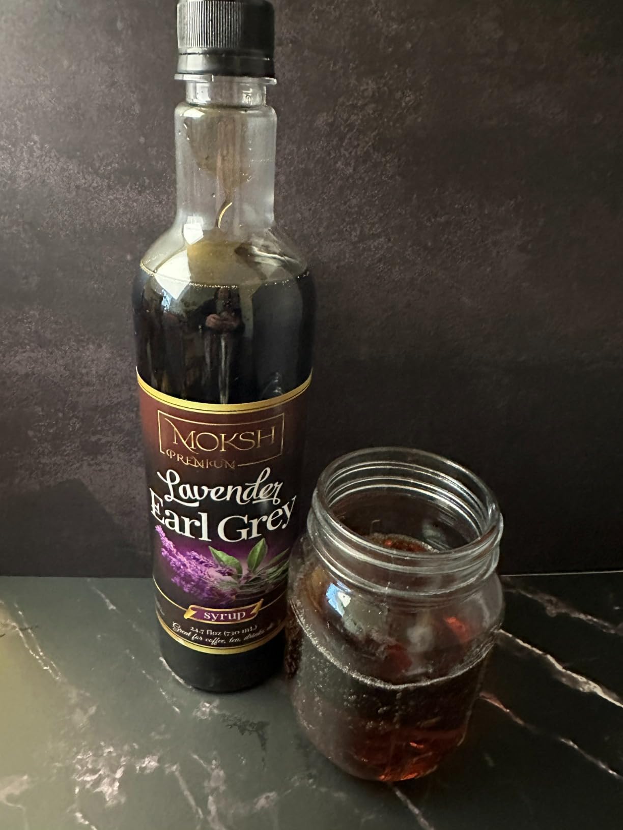 Moksh Premium Lavender Earl Grey Syrup for Coffee, Lattes, Tea & Matcha | Real sugar, no artificial flavors; lavender earl gray syrup for lattes, matcha, lemonade, iced tea, soda & cocktails customer photo 2