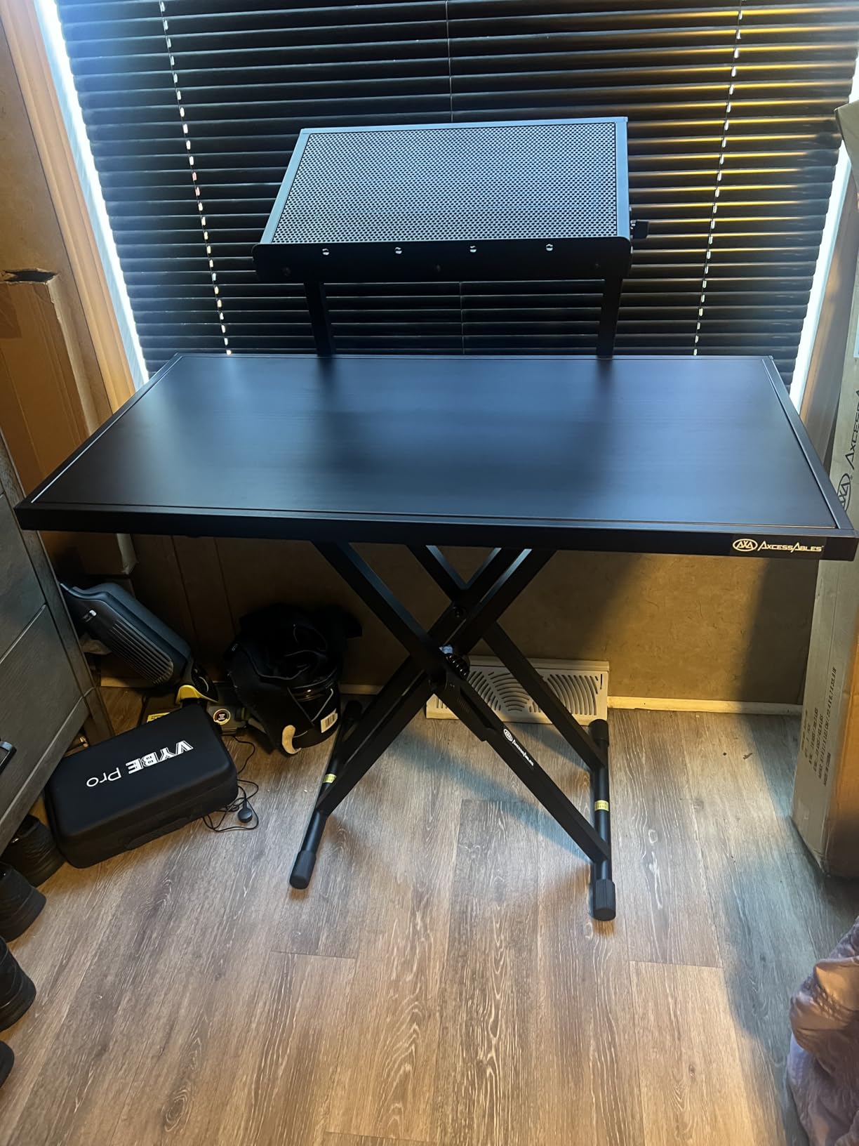 AxcessAbles Portable Two-Tier DJ Table Stand| Two Tier Piano Keyboard Stand for Sheet Music and Tablet | DJ Laptop and Controller Stand | Music Production Workstation | Booth Stand customer photo 1