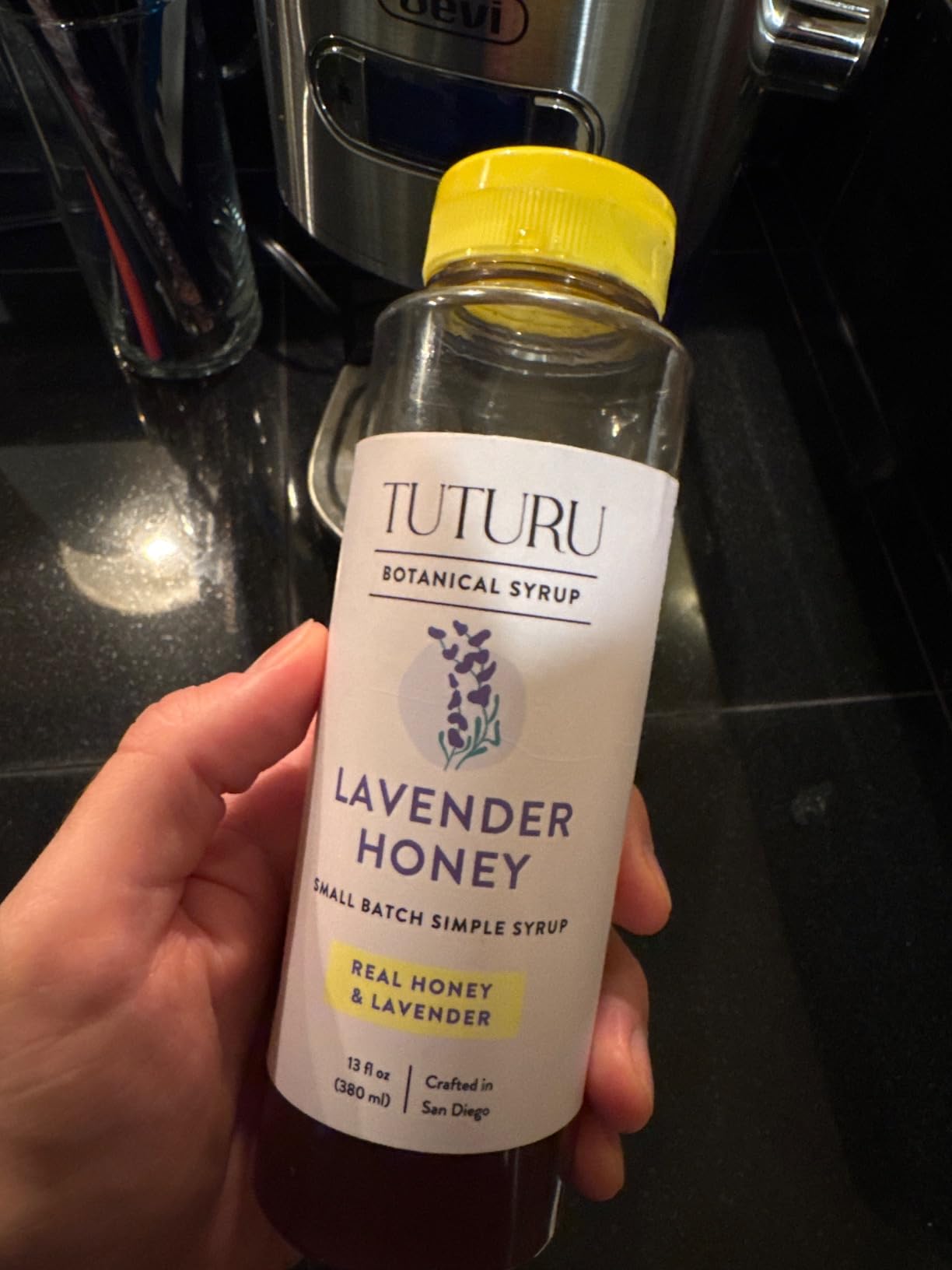 Lavender Honey Simple Syrup for Coffee, Cocktails, Tea, Matcha - Clean Simple Syrup with Real Lavender & Honey - 13.5 oz customer photo 1