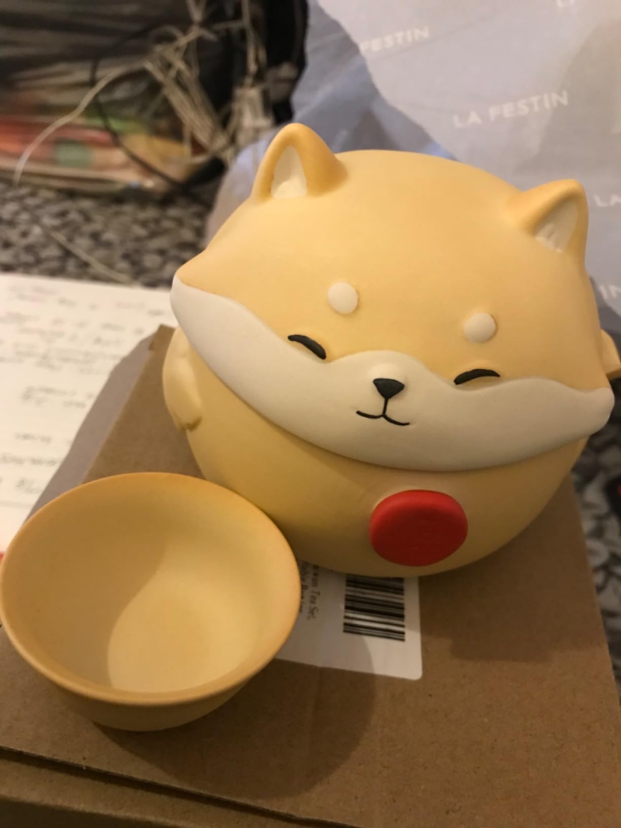 Mini Gaiwan Tea Set, Cute Dog Shiba Inu Teapot with Portable Bag for Travel, Chinese Ceramic Gongfu Teapot with 4 Ceramic Teacups. Gift for Tea Lovers. customer photo 1