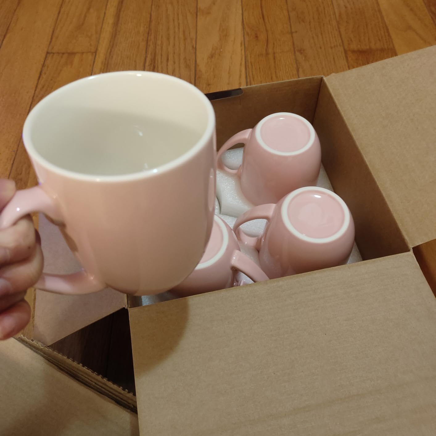 Large Ceramic Coffee Mugs Set of 4 16oz(475ml) Tea Cups Idea Gifts White customer photo 1