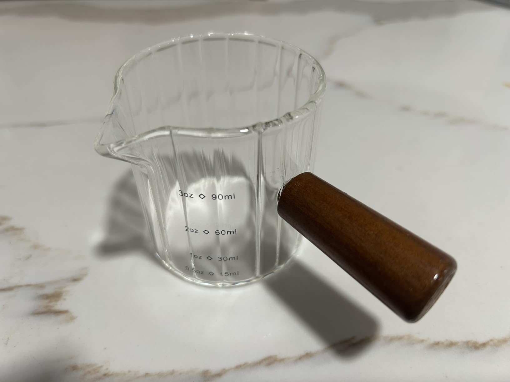 Espresso Measuring Cup 6 Oz, Espresso Cup with Wood Handle, V-Shaped Spout customer photo 1