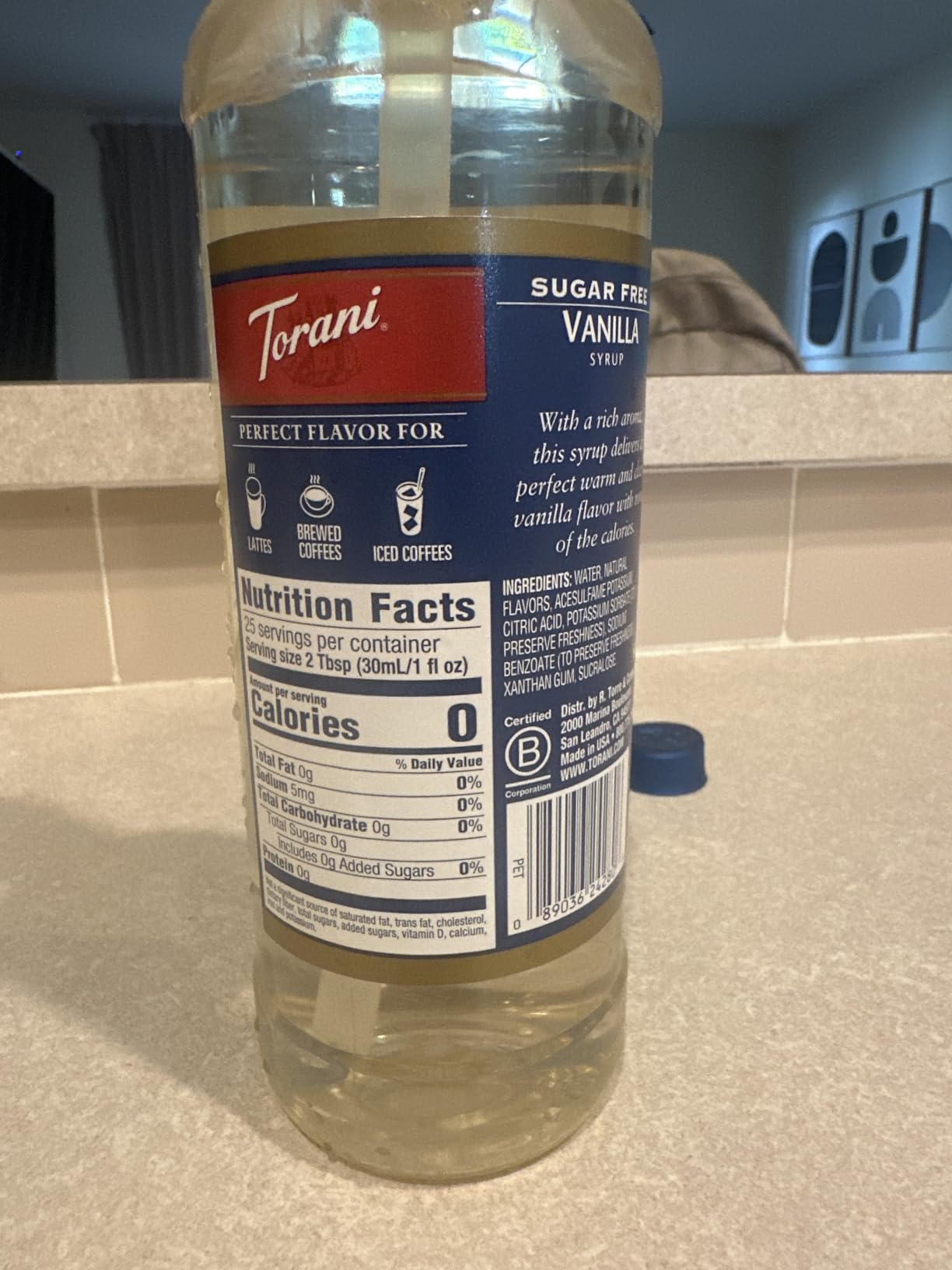 Torani Sugar-Free Syrup, Vanilla Flavor, Pump Included, 25.4 Fl Oz customer photo 2
