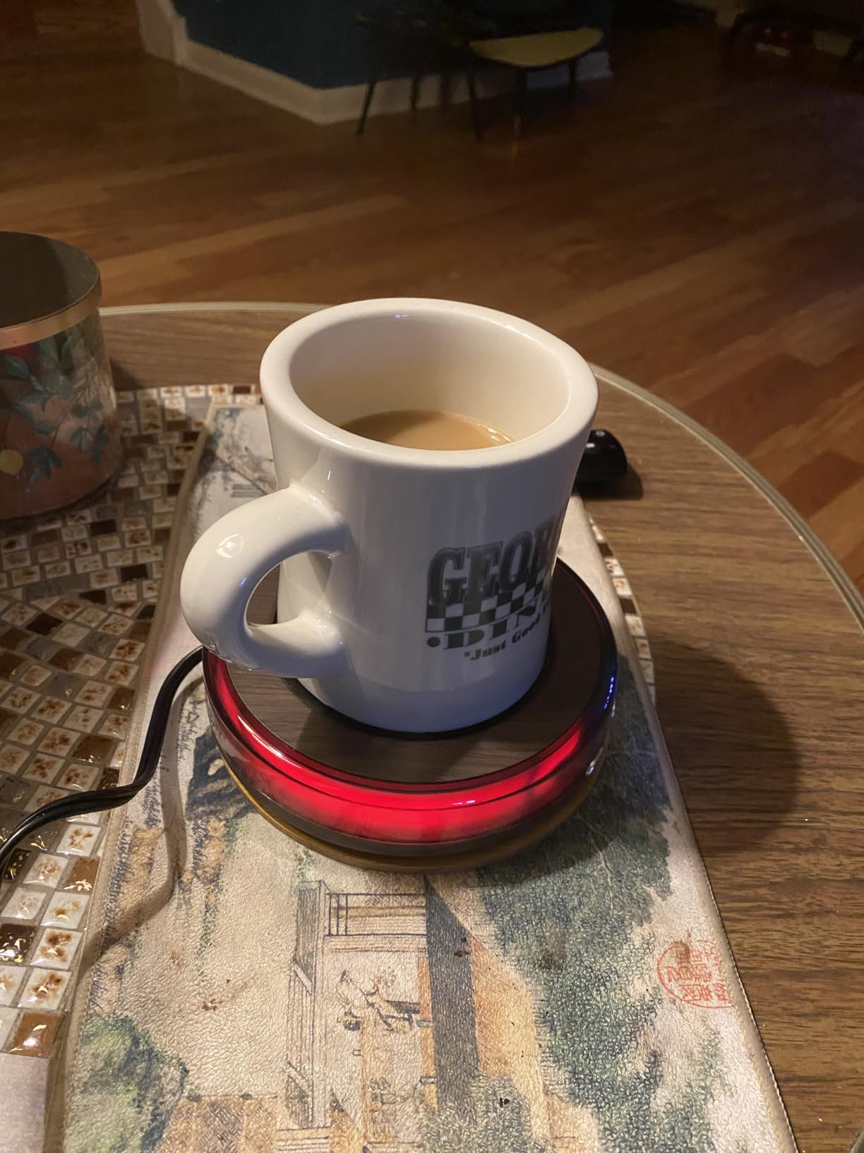 Gaiatop Coffee Mug Warmer for Desk, Beverage Heating Plate -Wood customer photo 2