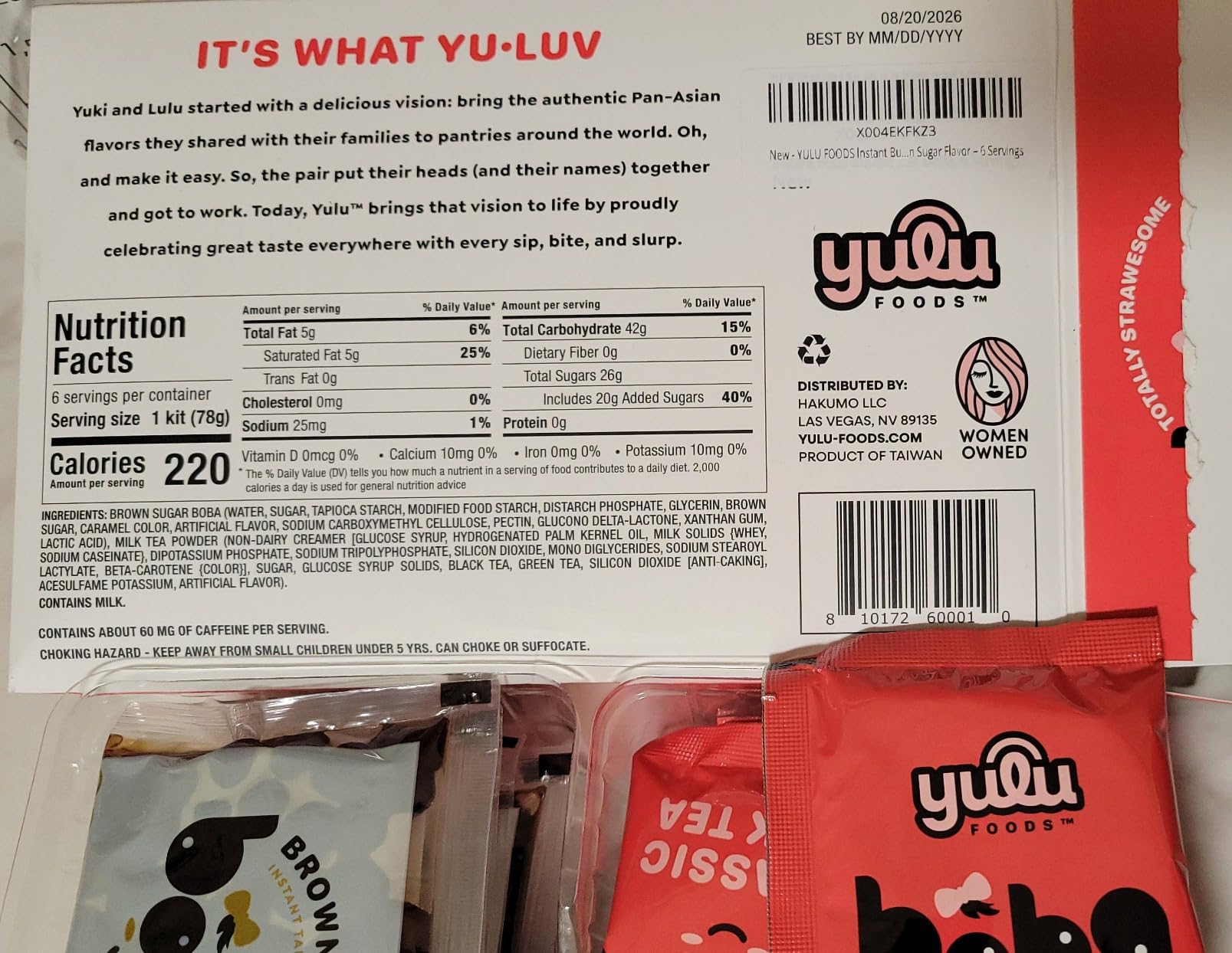 YULU FOODS Instant Bubble Pearls for Classic Milk Tea with Brown Sugar Flavor – 6 Servings customer photo 1