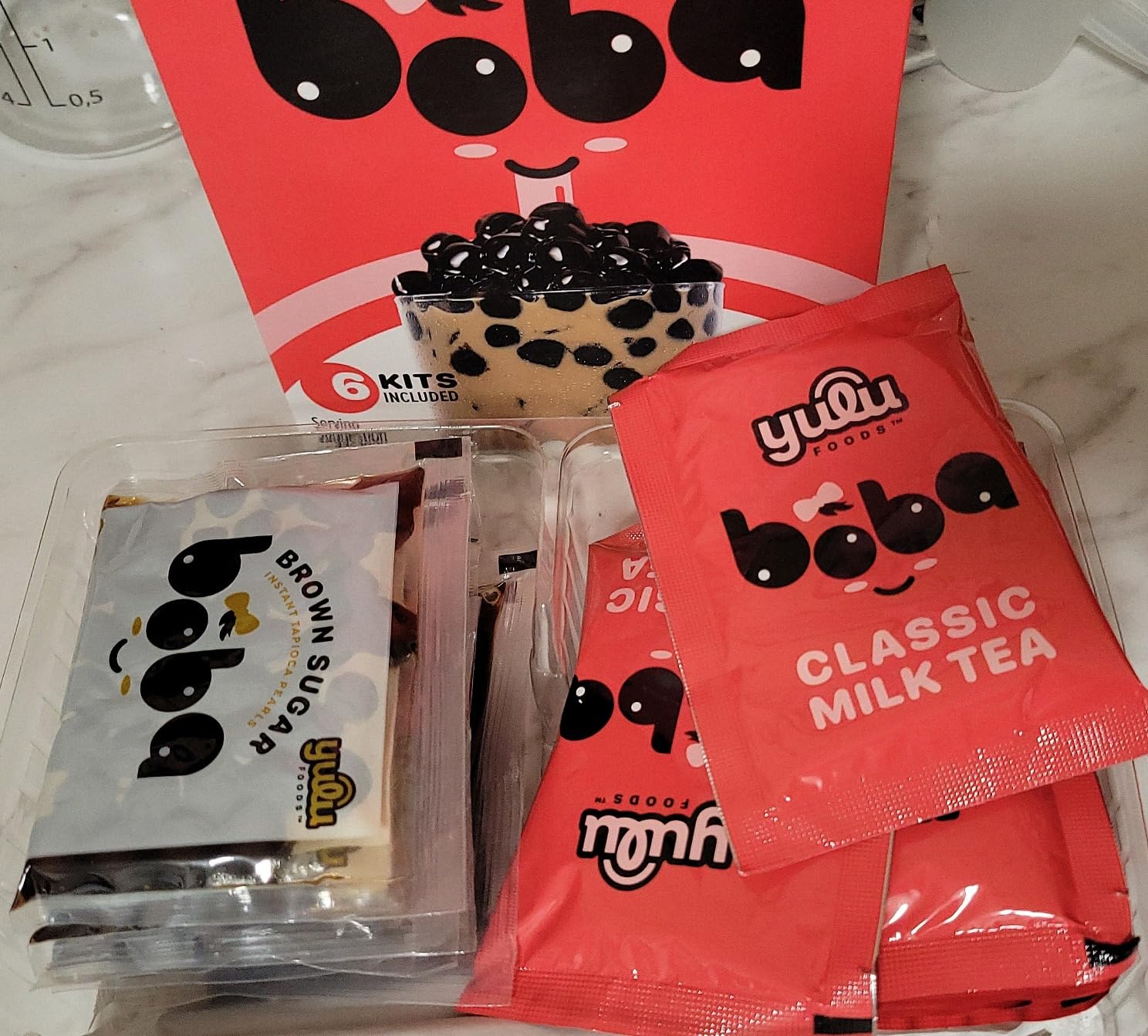 YULU FOODS Instant Bubble Pearls for Classic Milk Tea with Brown Sugar Flavor – 6 Servings customer photo 2