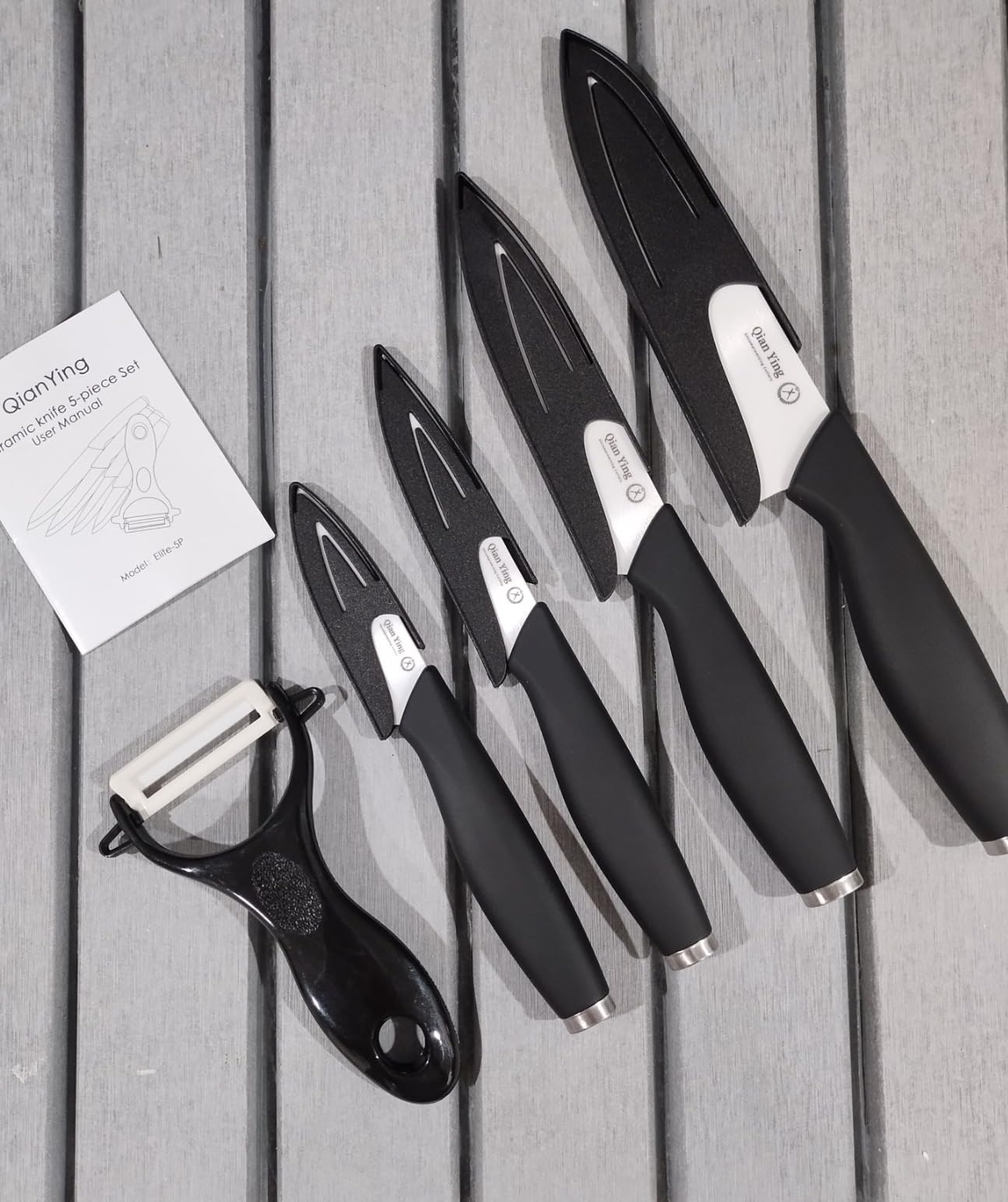 Pure Strengthening Ceramic Knife Set for Kitchen with Sheath 9Pcs: 100% Zirconia Ceramic Sharp Blade Fruit Cutting Knives with Cover Rustproof Clean Cut Edge White Handle customer photo 2