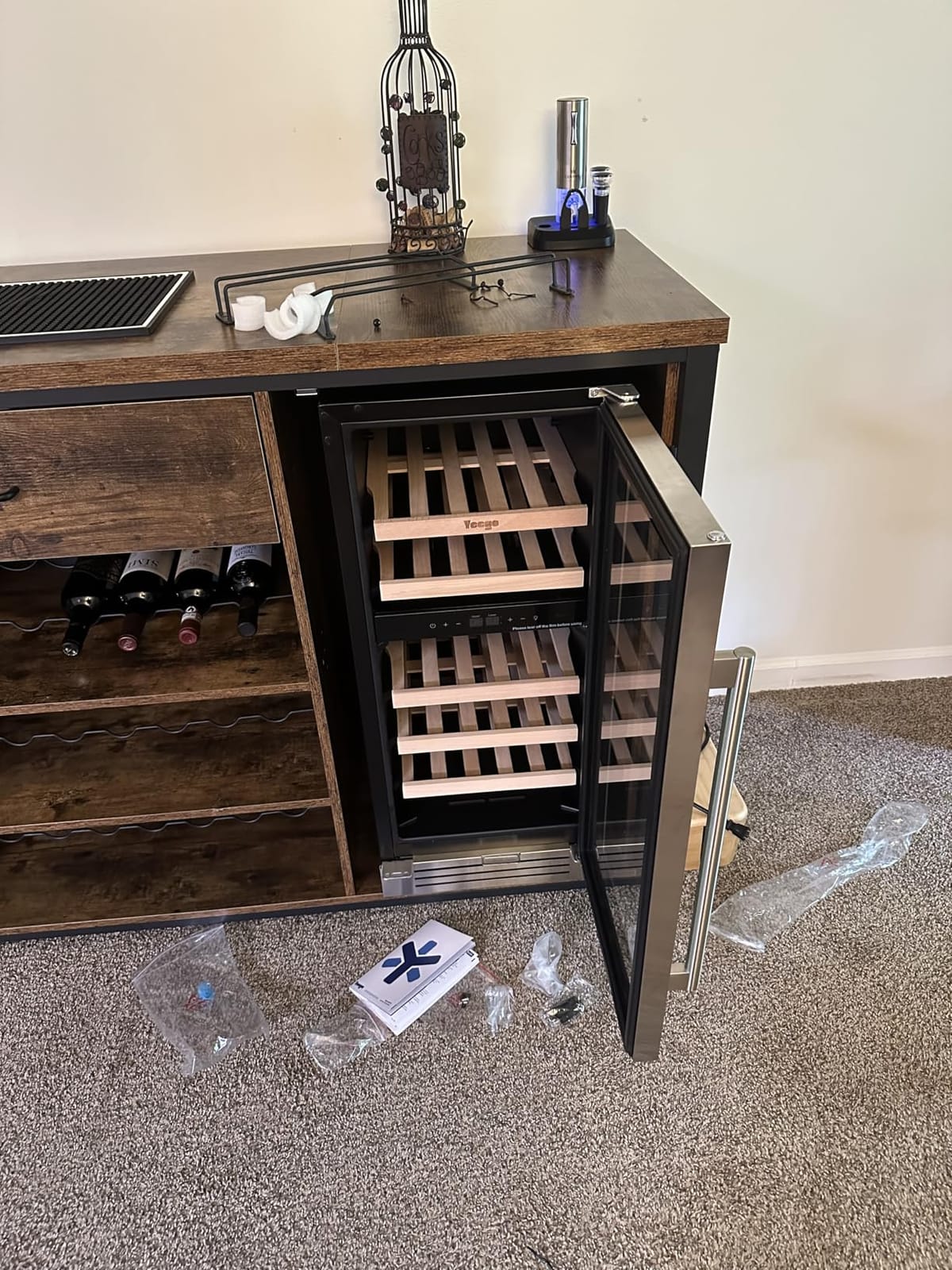 Yeego 15 Inch Wine Fridge, 33 Bottle Wine Cooler with Glass Door customer photo 2