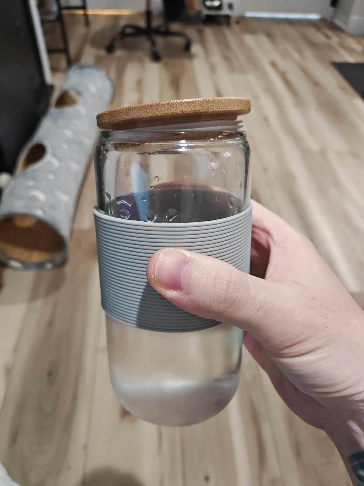Glass Cup, 16oz Drinking Glasses with Lid, Straw, Coffee Beer Tumbler 4 Pcs customer photo 2