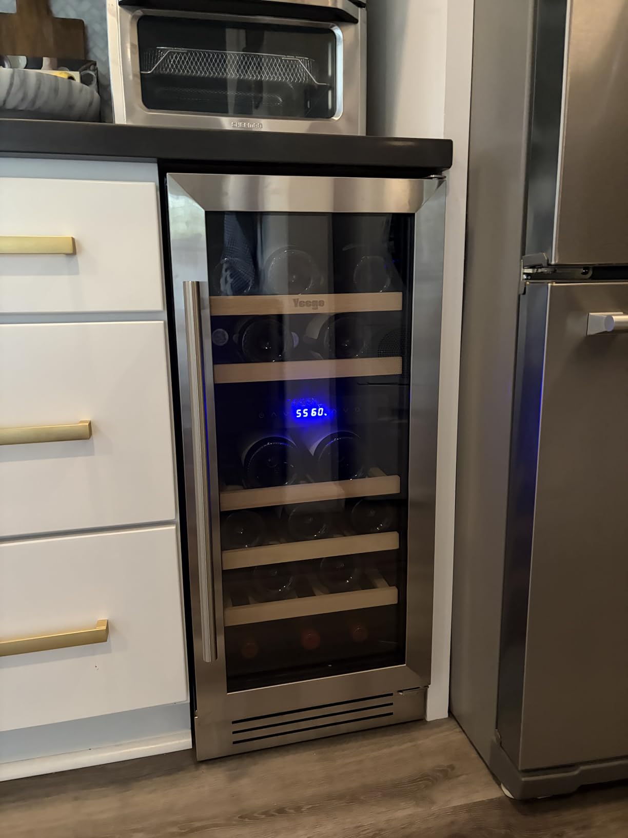 Yeego 15 Inch Wine Fridge, 28 Bottle Dual Zone Wine Cooler with Glass Door customer photo 1
