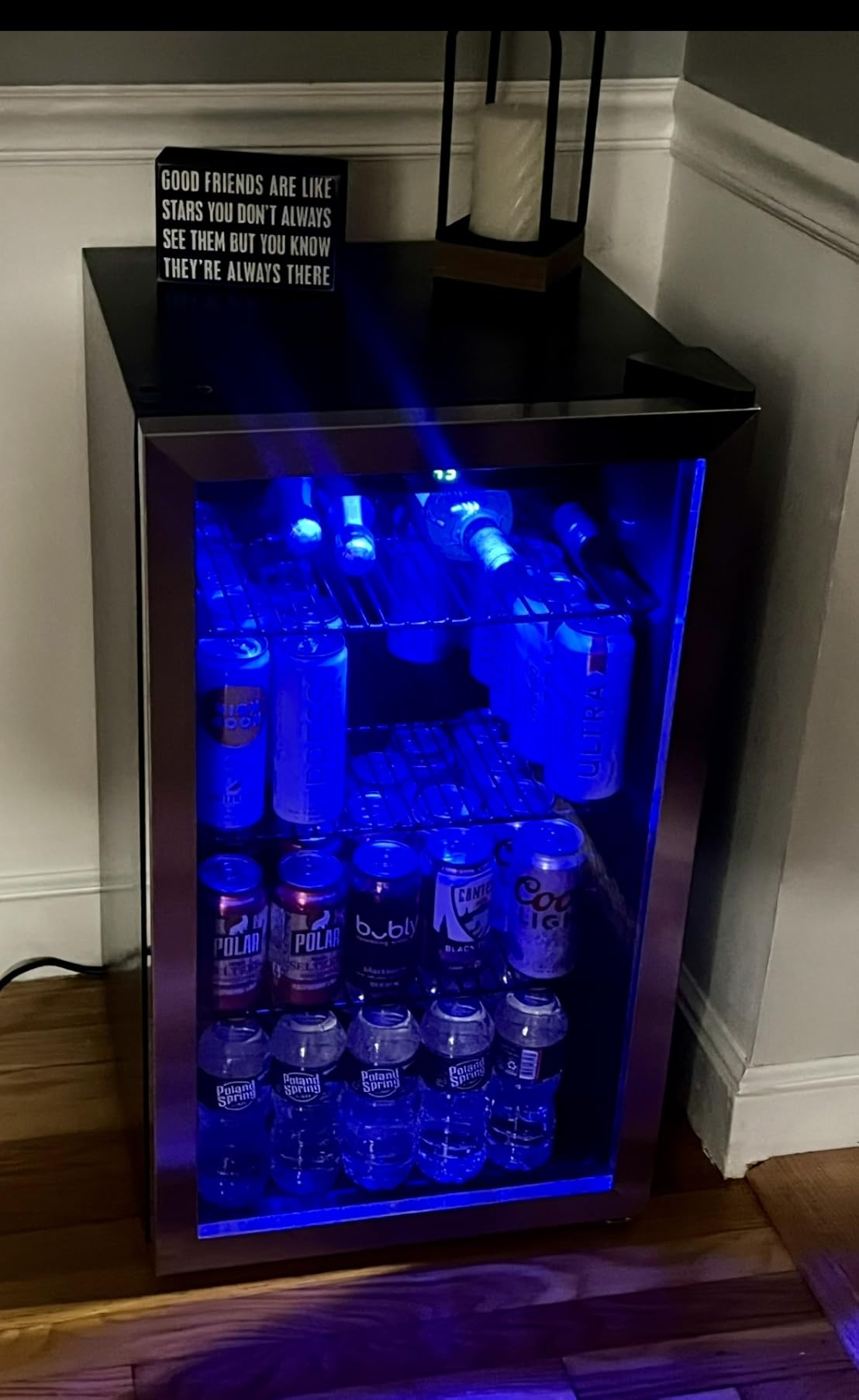 Electactic 2.6 Cu.ft Beverage Refrigerator Cooler, 95 Can Mini Fridge Glass Door with Adjustable Shelves, Digital Temperature Display, Freestanding Small Drink Fridge for Home, Office or Bar(Black) customer photo 2