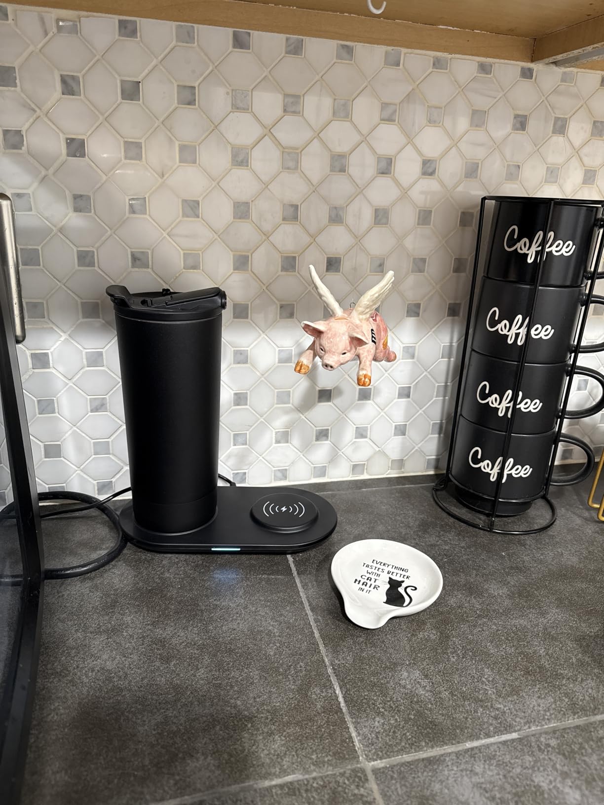 Temperature Control Heated Travel Mug Smart Self Heating Coffee Mug 20 Oz App Controlled LED Display coffee serving sets mug kept at a constant temperature for 4-10 hours (Black, 20 oz) customer photo 2