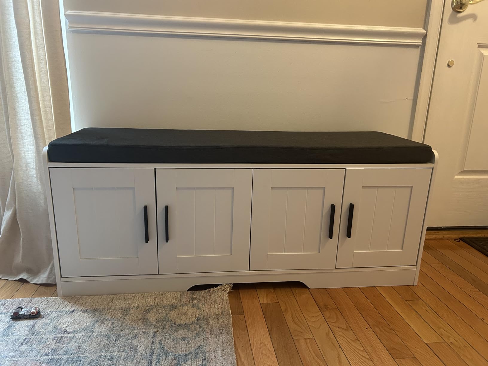 Homleke Shoe Storage Bench, 4 Doors & Thickened Padded Seat Cushion customer photo 1